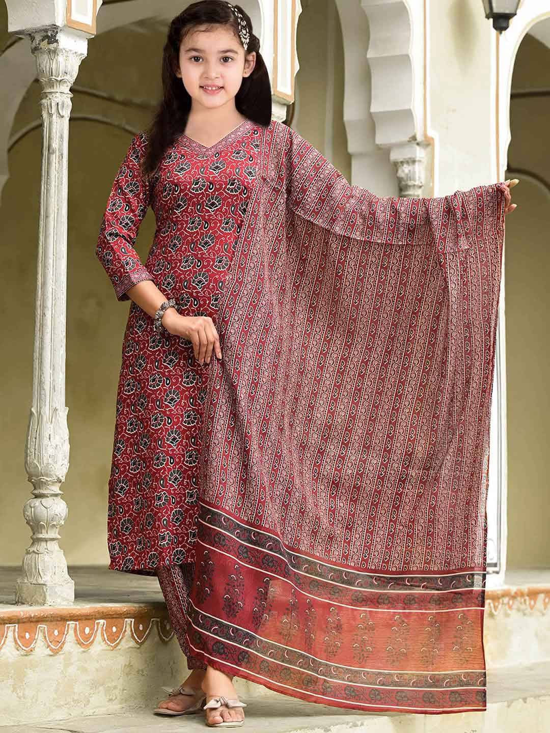     			A TO Z CART Girls Cotton Kurti with Pants ( Pack of 1 , Rust )