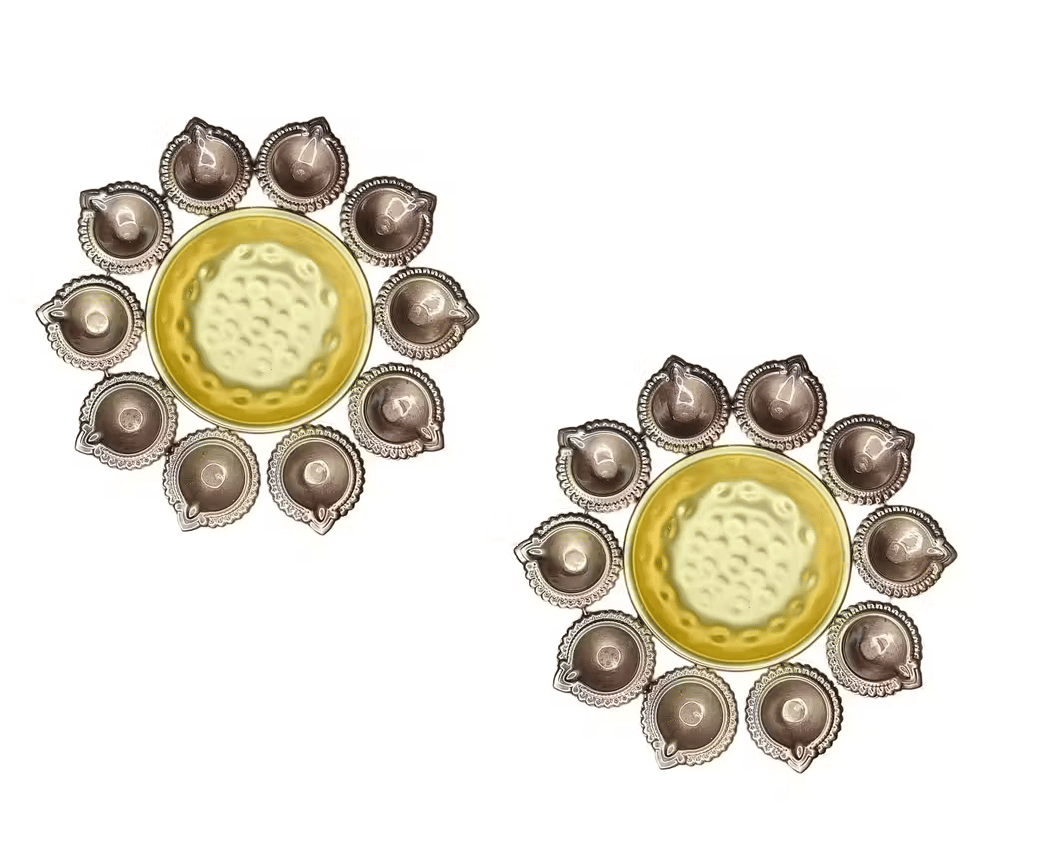     			AAN DECOR Gold Floor Brass Tea Light Holder - Pack of 2