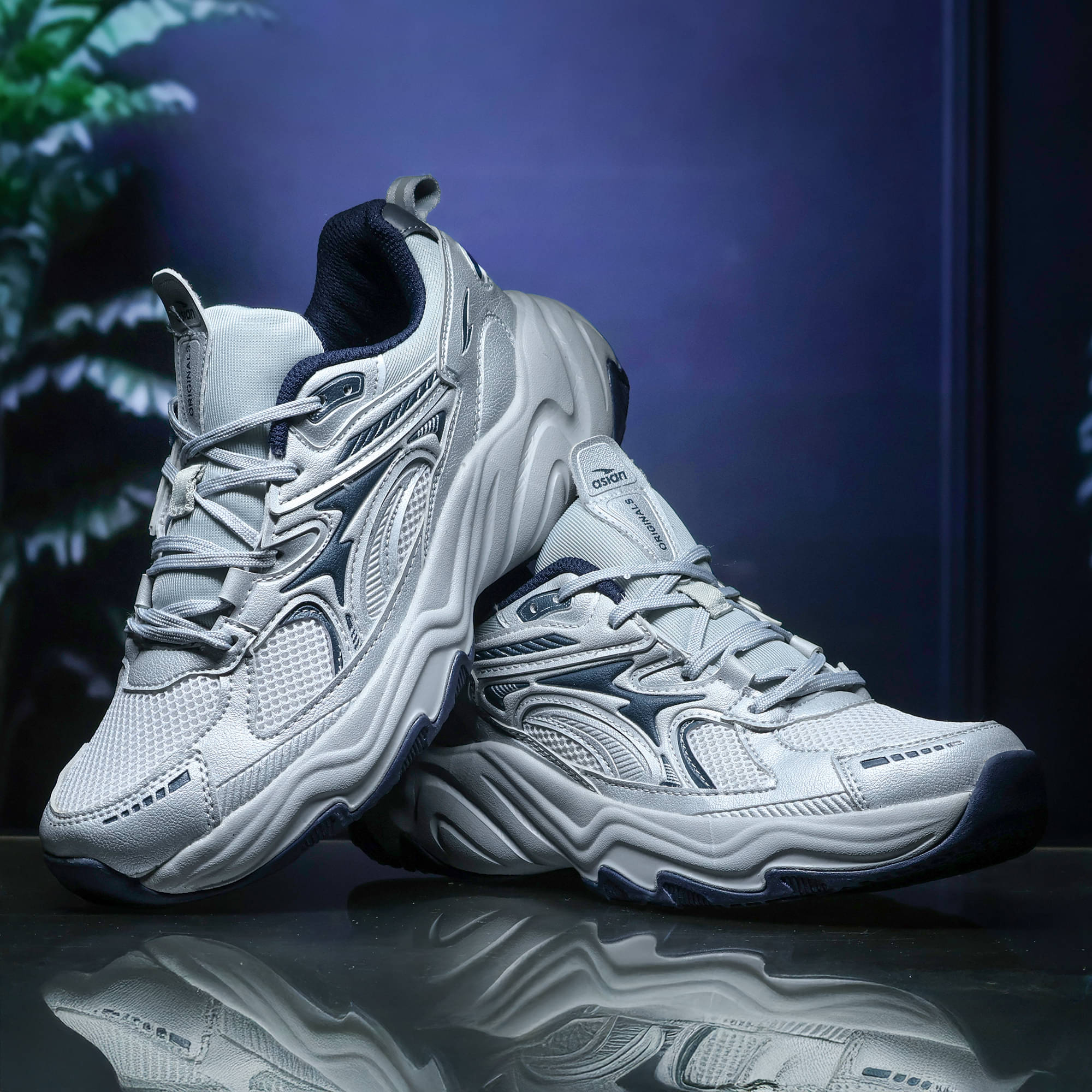     			ASIAN DOMINATOR-04 Silver Men's Sports Running Shoes