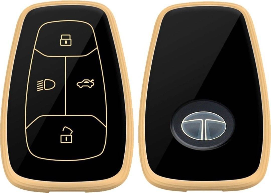     			AutoRight TPU Key Cover Compatible for Tata Nexon, Harrier, Altroz, Tigor BS6, Punch, Safari 2021, Safari Gold 4 Button Smart Key (Black)