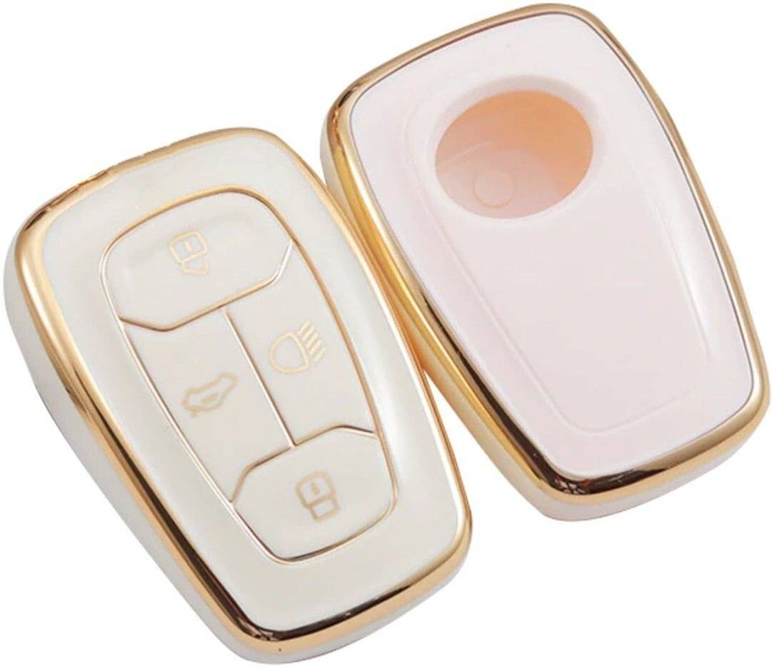     			AutoRight TPU Key Cover Compatible for Tata Nexon, Harrier, Altroz, Tigor BS6, Punch, Safari 2021, Safari Gold 4 Button Smart Key (White)