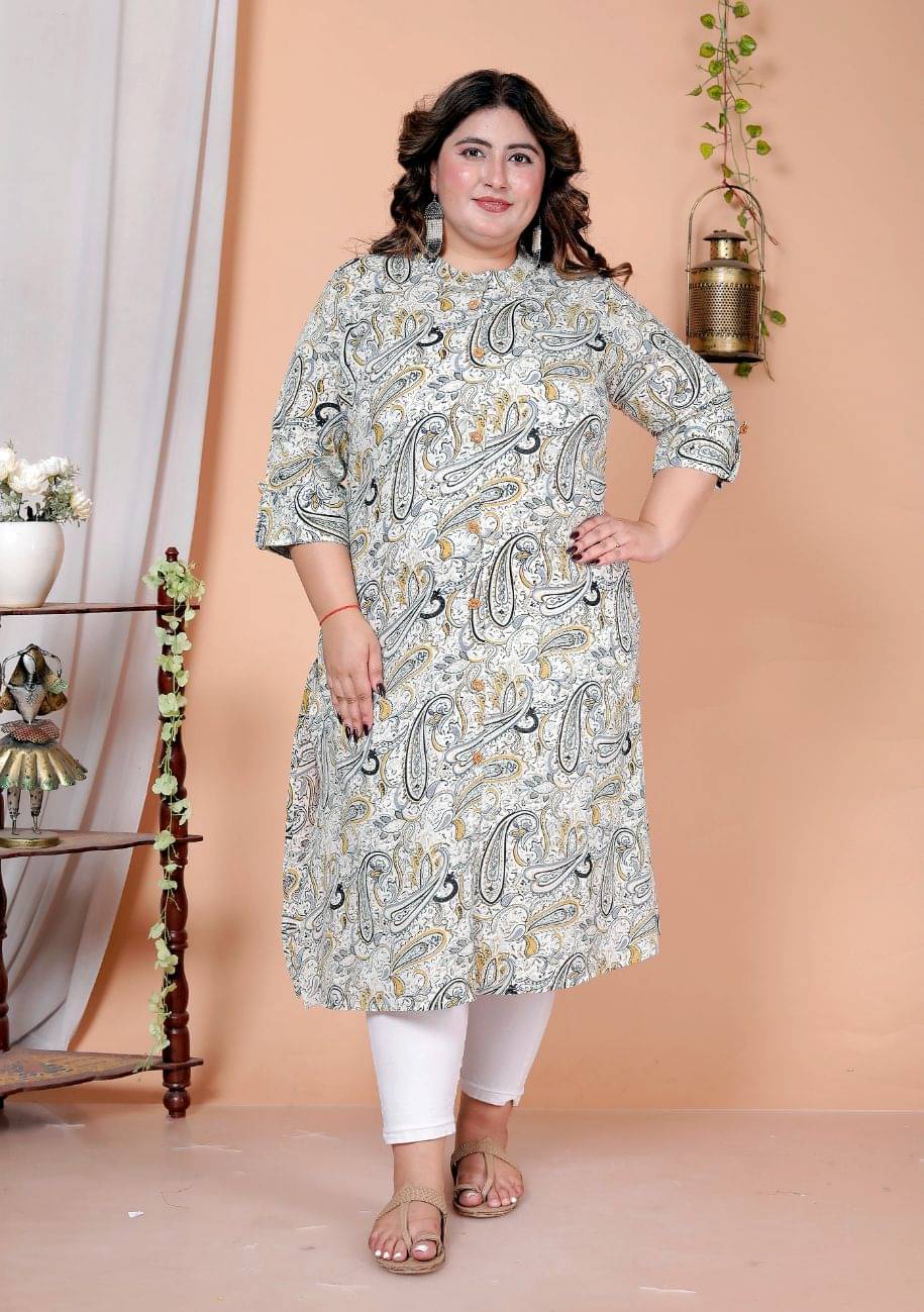 Avnii Women Cotton Printed A-line Kurti ( Black )     			Avnii Women Cotton Printed A-line Kurti ( Black )