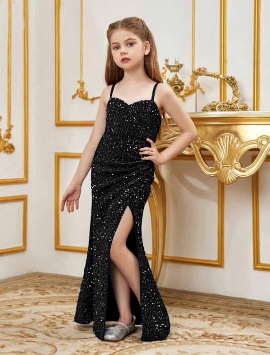     			BAHUCHARAJI ENTERPRISE Velvet Dress For Girls ( Pack of 1 , Black )