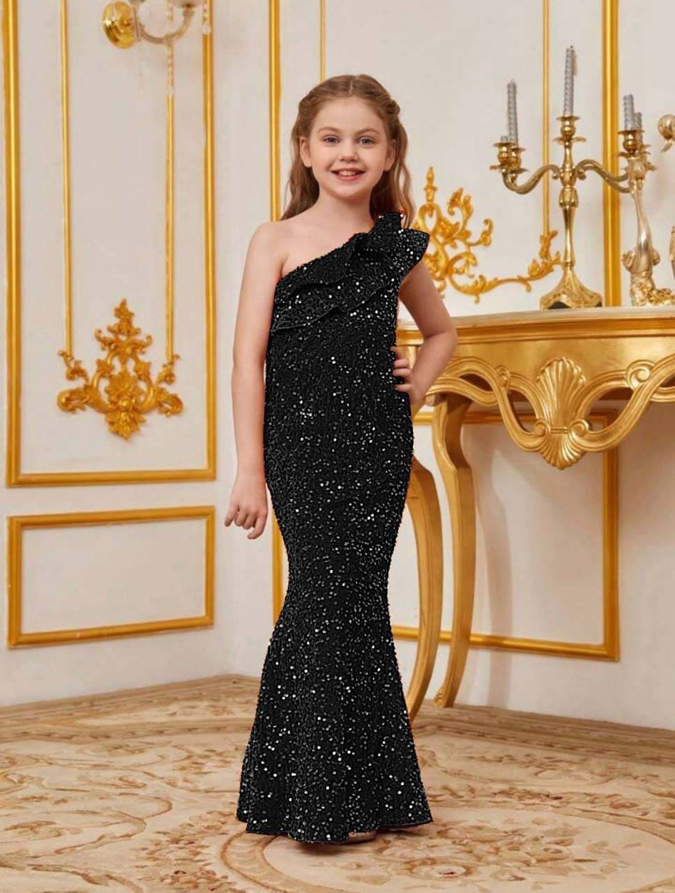 BAHUCHARAJI ENTERPRISE Velvet Dress For Girls ( Pack of 1 , Black ) BAHUCHARAJI ENTERPRISE Velvet Dress For Girls ( Pack of 1 , Black )