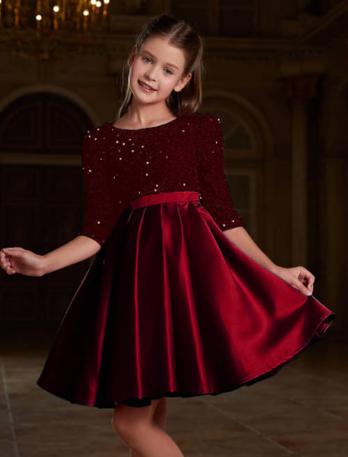     			BAHUCHARAJI ENTERPRISE Velvet Dress For Girls ( Pack of 1 , Maroon )