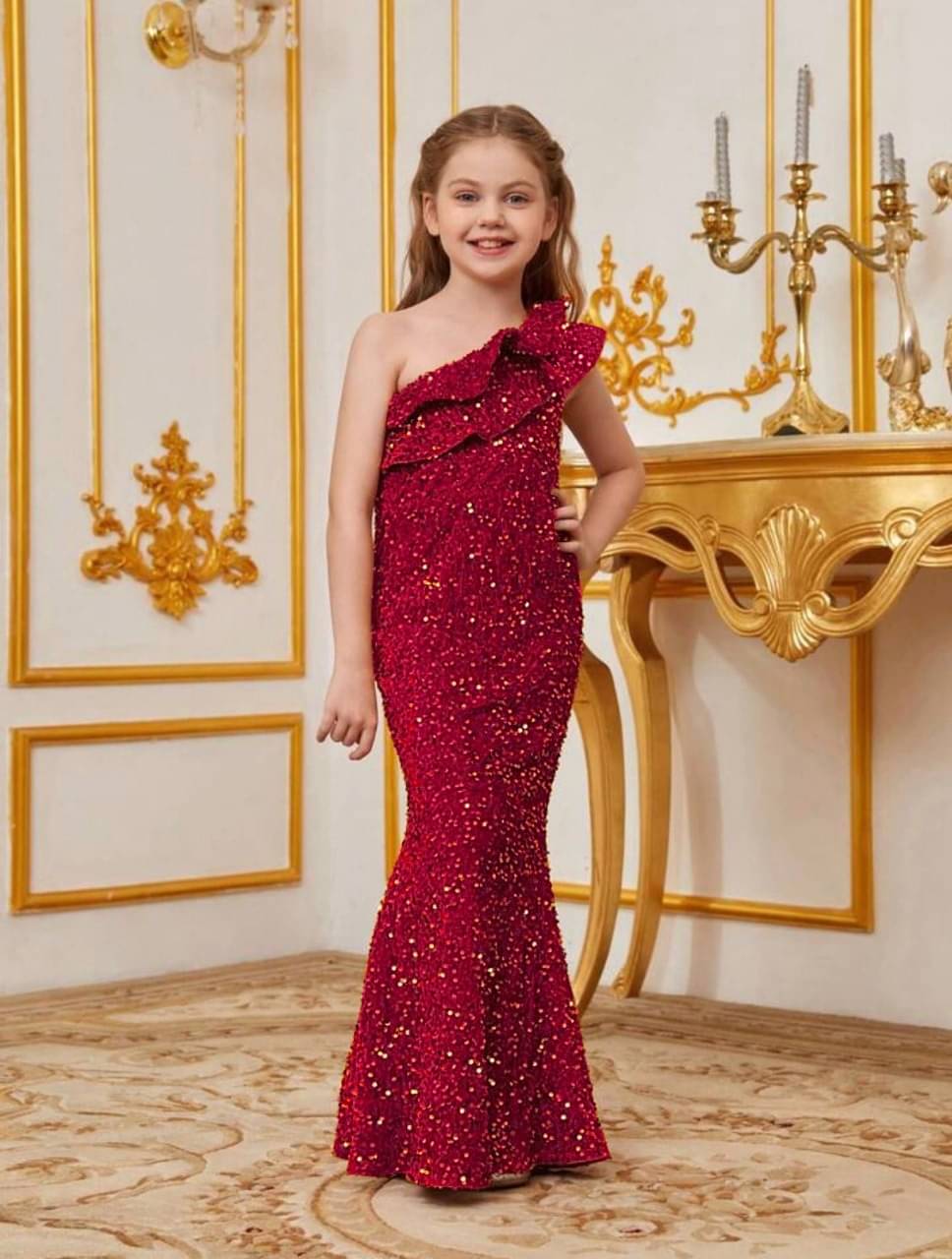     			BAHUCHARAJI ENTERPRISE Velvet Dress For Girls ( Pack of 1 , Maroon )