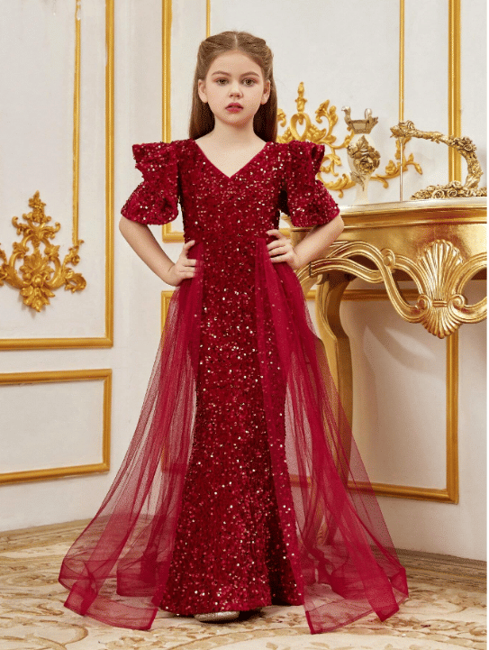     			BAHUCHARAJI ENTERPRISE Velvet Dress For Girls ( Pack of 1 , Maroon )