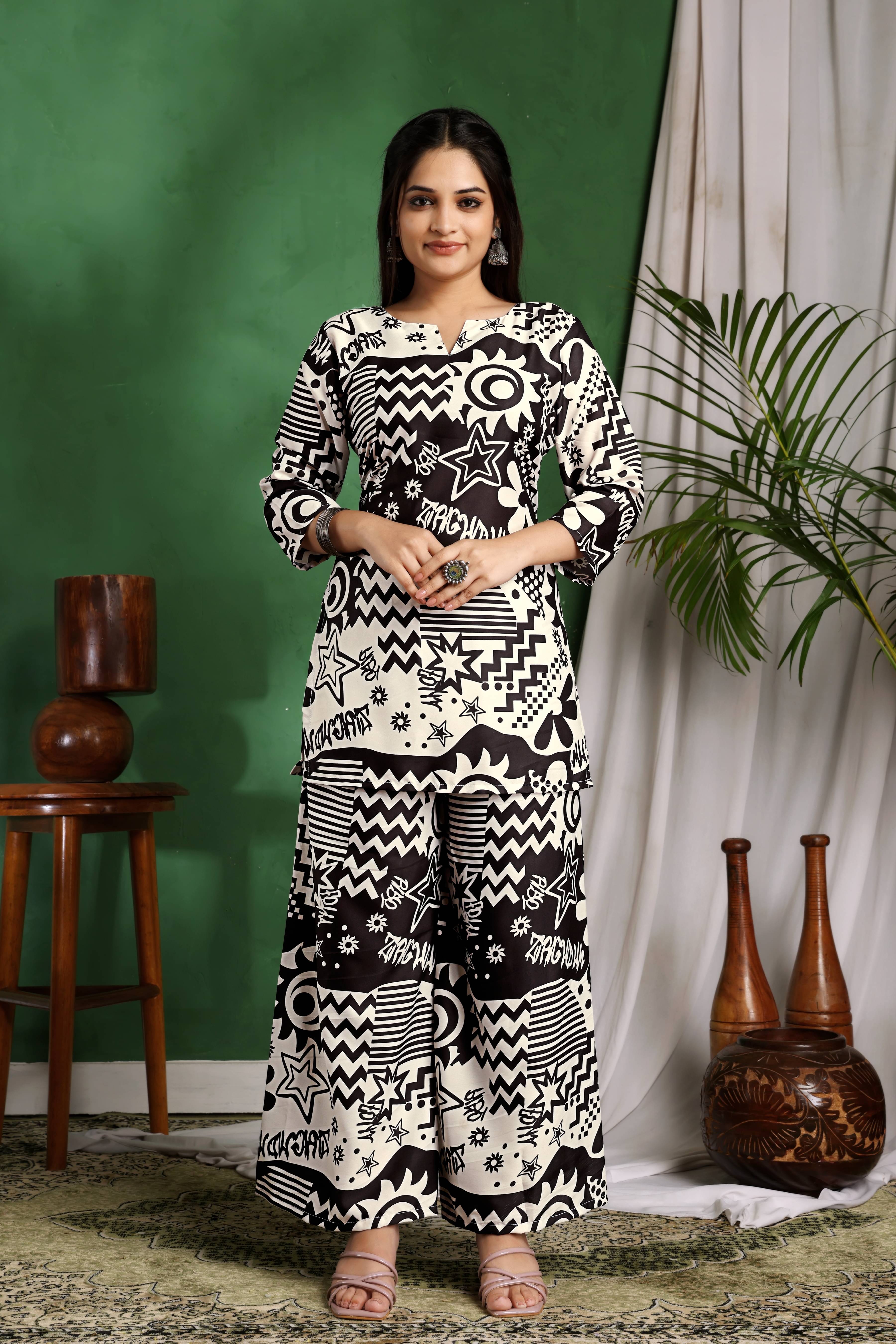     			BAHUCHARAJI ENTERPRISE Women Tunic With Palazzos Co-Ord Set ( Black )