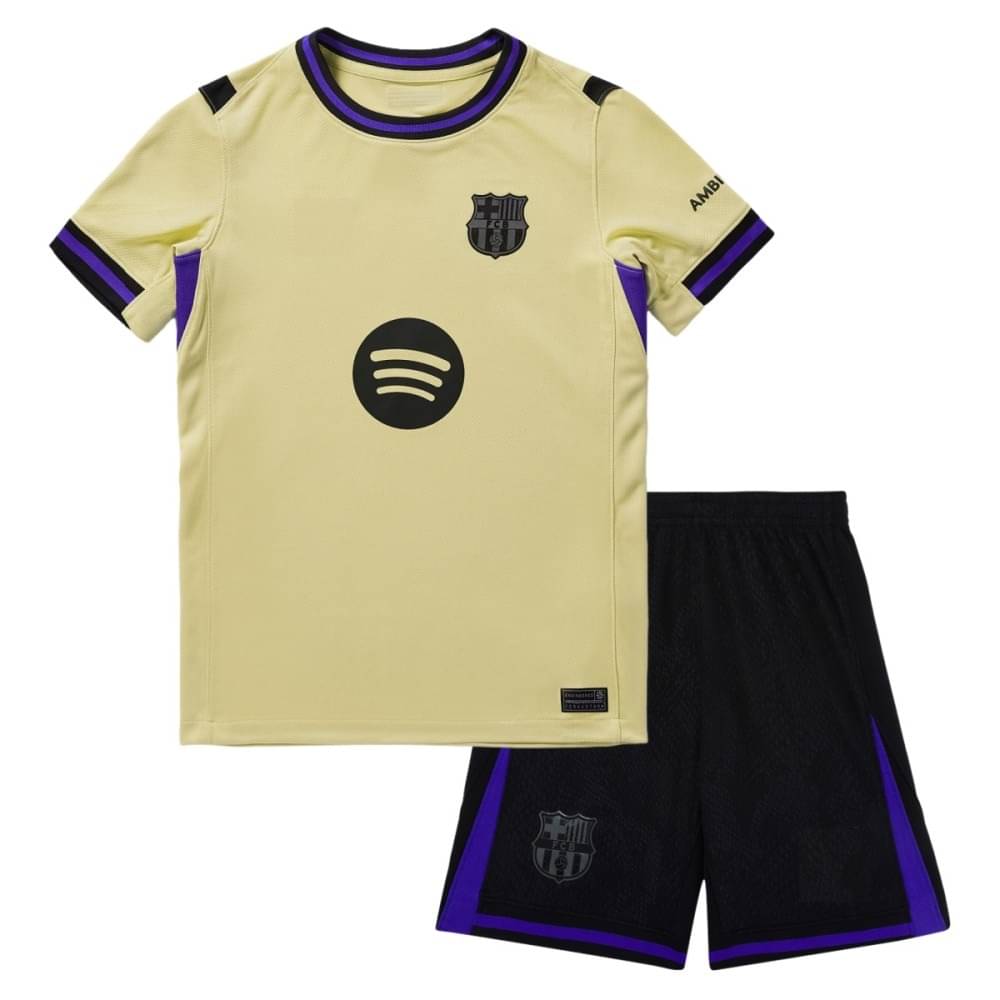 BARCELONA AWAY KIDS JERSEY & SHORTS 2025/26 BARCELONA AWAY KIDS JERSEY & SHORTS 2025/26