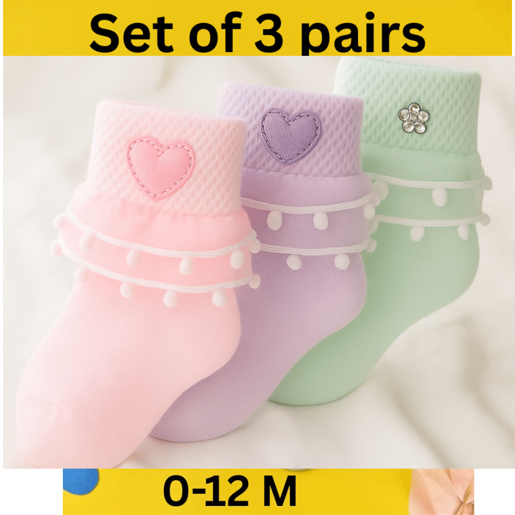 BBYARAJ Pack of 3 Girls Cotton Full Length Socks ( Multi ) - Socks | Buy online on ZillyBuy