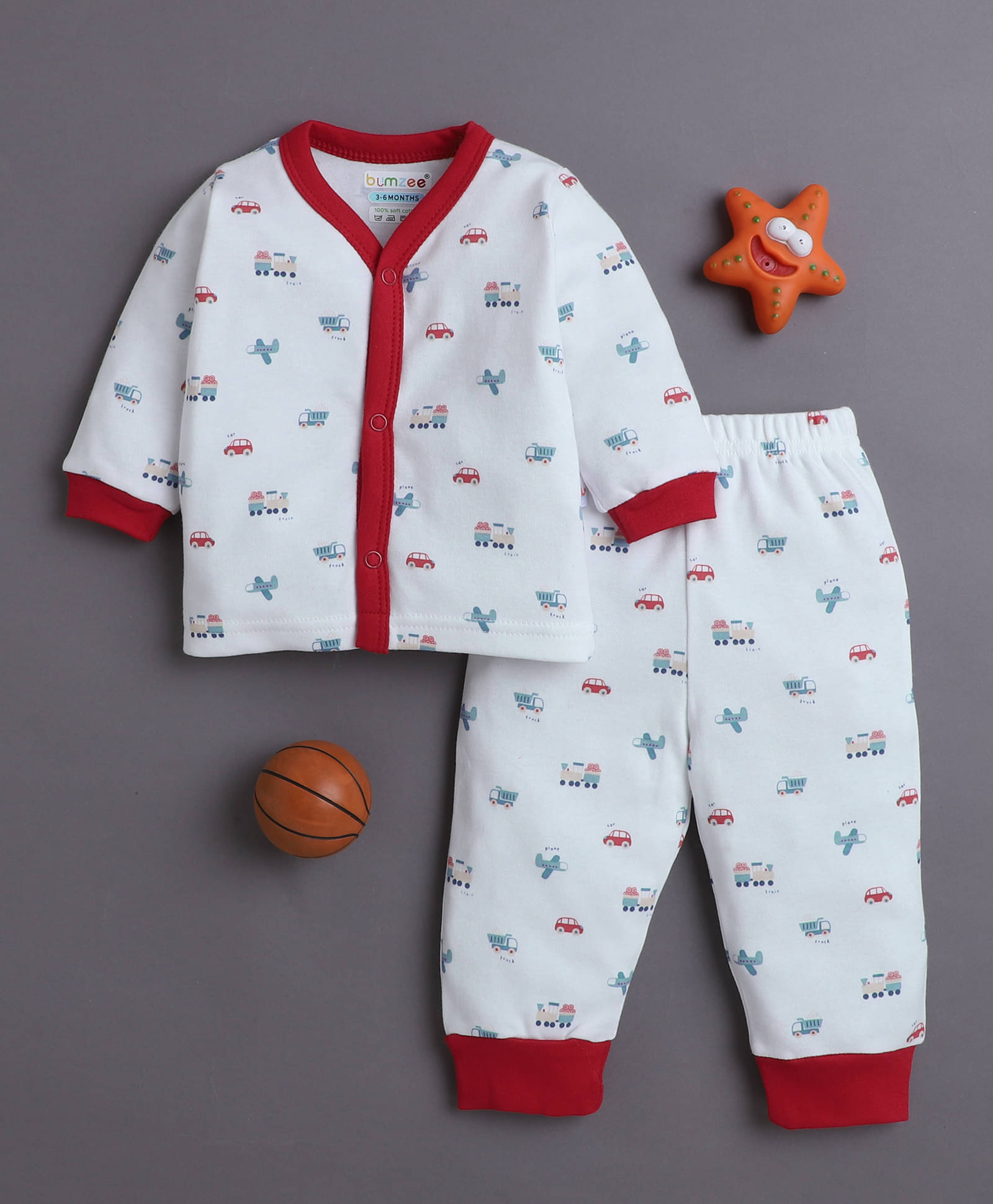 BUMZEE Pack of 1 Baby Boys 100% Cotton Nightsuit ( White ) BUMZEE Pack of 1 Baby Boys 100% Cotton Nightsuit ( White )