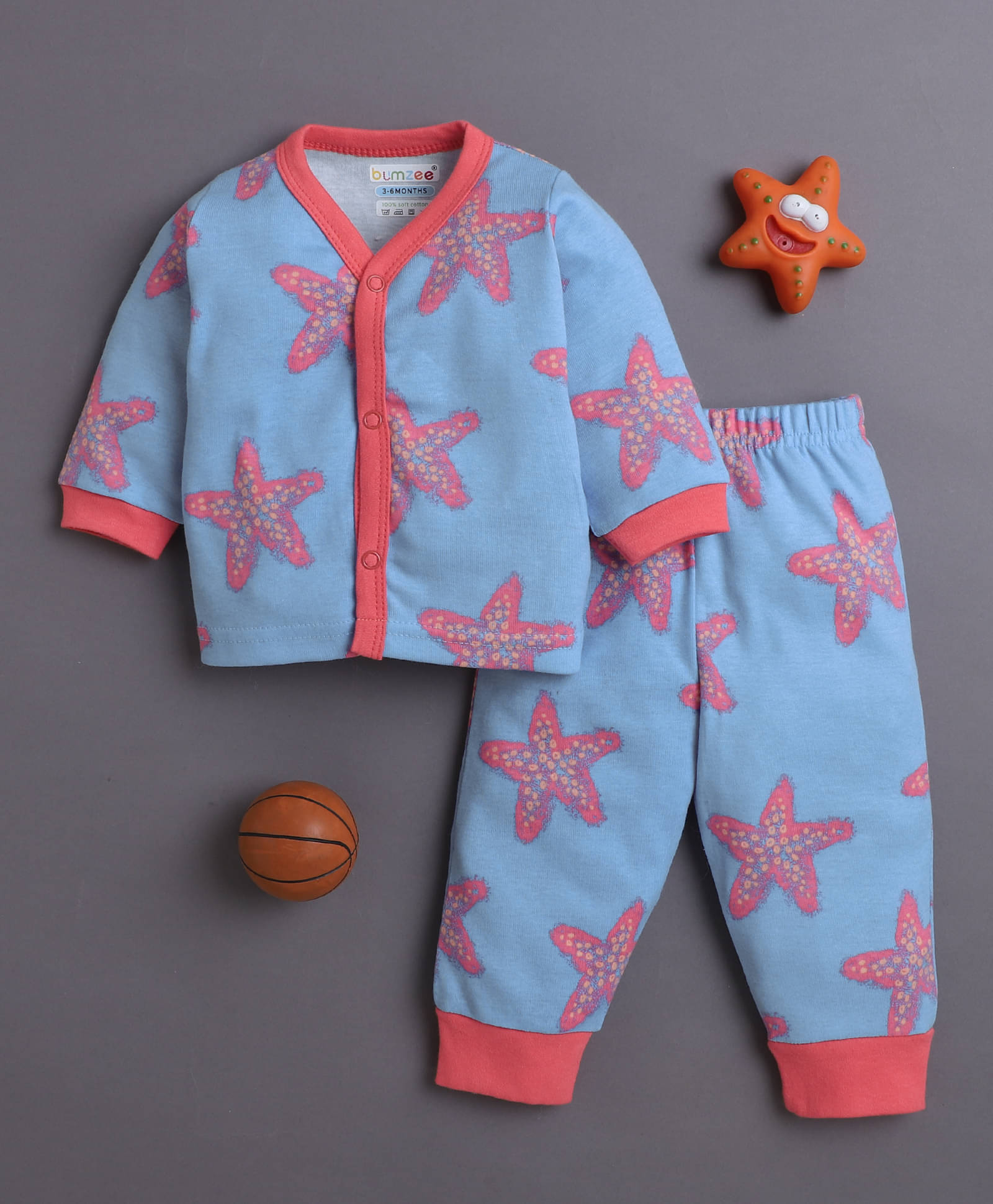     			BUMZEE Pack of 1 Baby Girls 100% Cotton Nightsuit ( Blue )