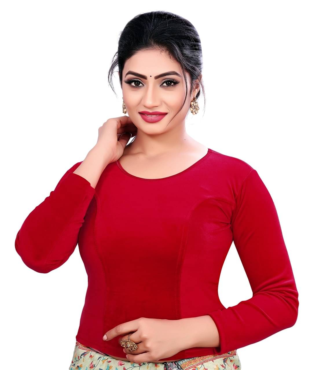 Bigbest Feb Art Silk Readymade without Pad Round Neck Women's Blouse ( Red ) Bigbest Feb Art Silk Readymade without Pad Round Neck Women's Blouse ( Red )
