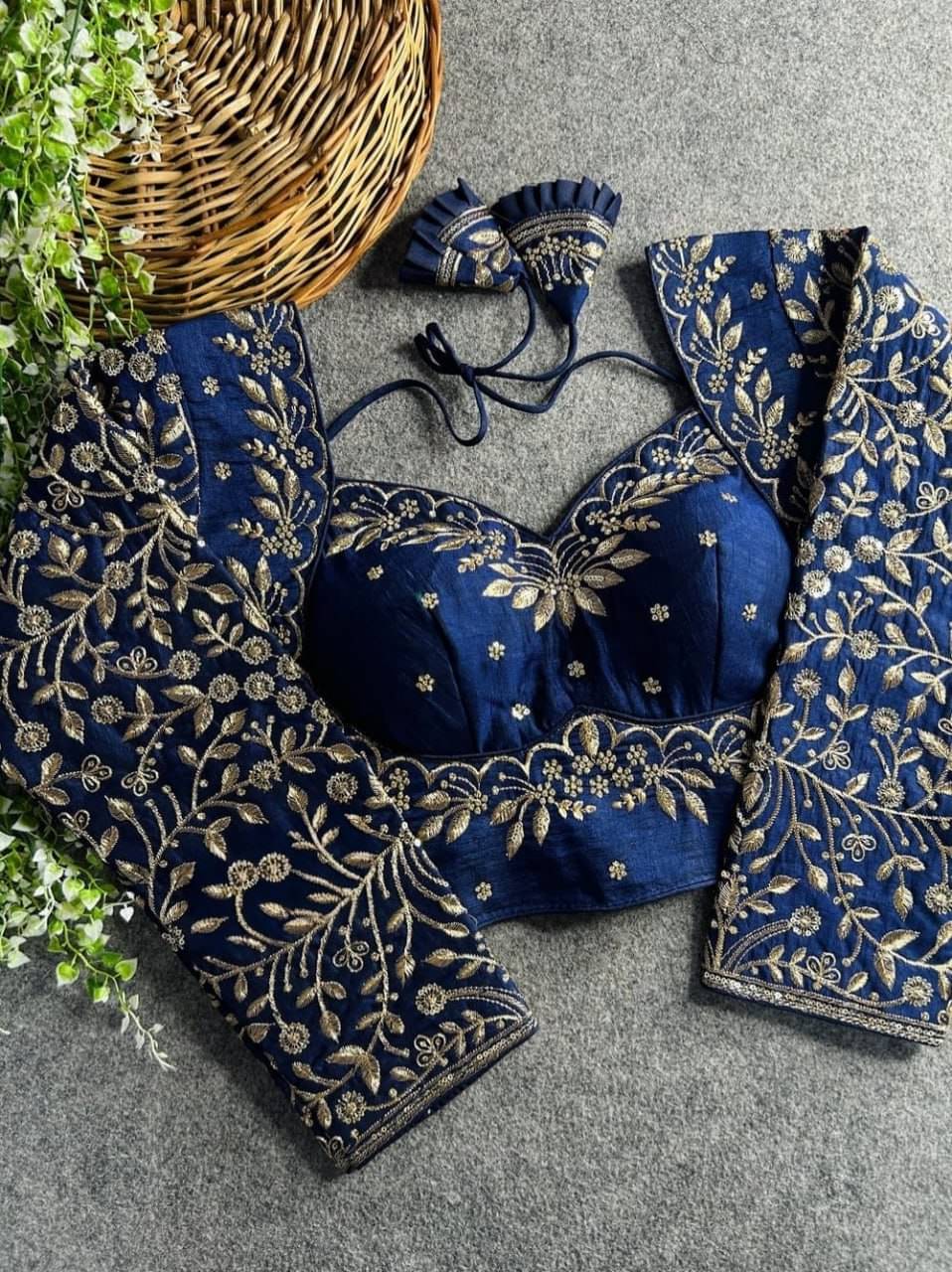 Bigbest Feb Art Silk Readymade with Pad V-Neck Women's Blouse ( Navy Blue )     			Bigbest Feb Art Silk Readymade with Pad V-Neck Women's Blouse ( Navy Blue )