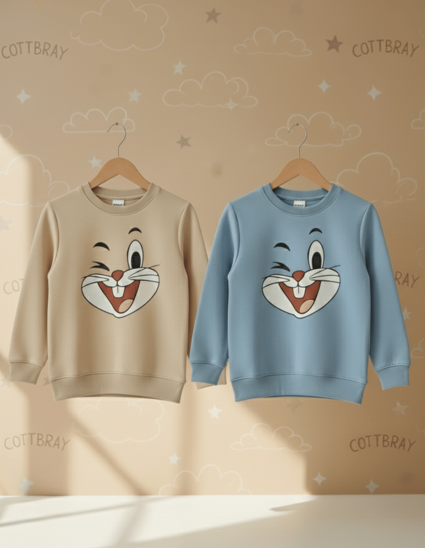     			COTTBRAY Pack of 2 Boys Fleece Sweatshirt ( Beige,Sky Blue )