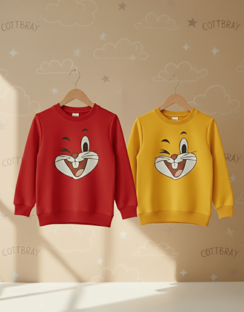     			COTTBRAY Pack of 2 Boys Fleece Sweatshirt ( Red,Yellow )