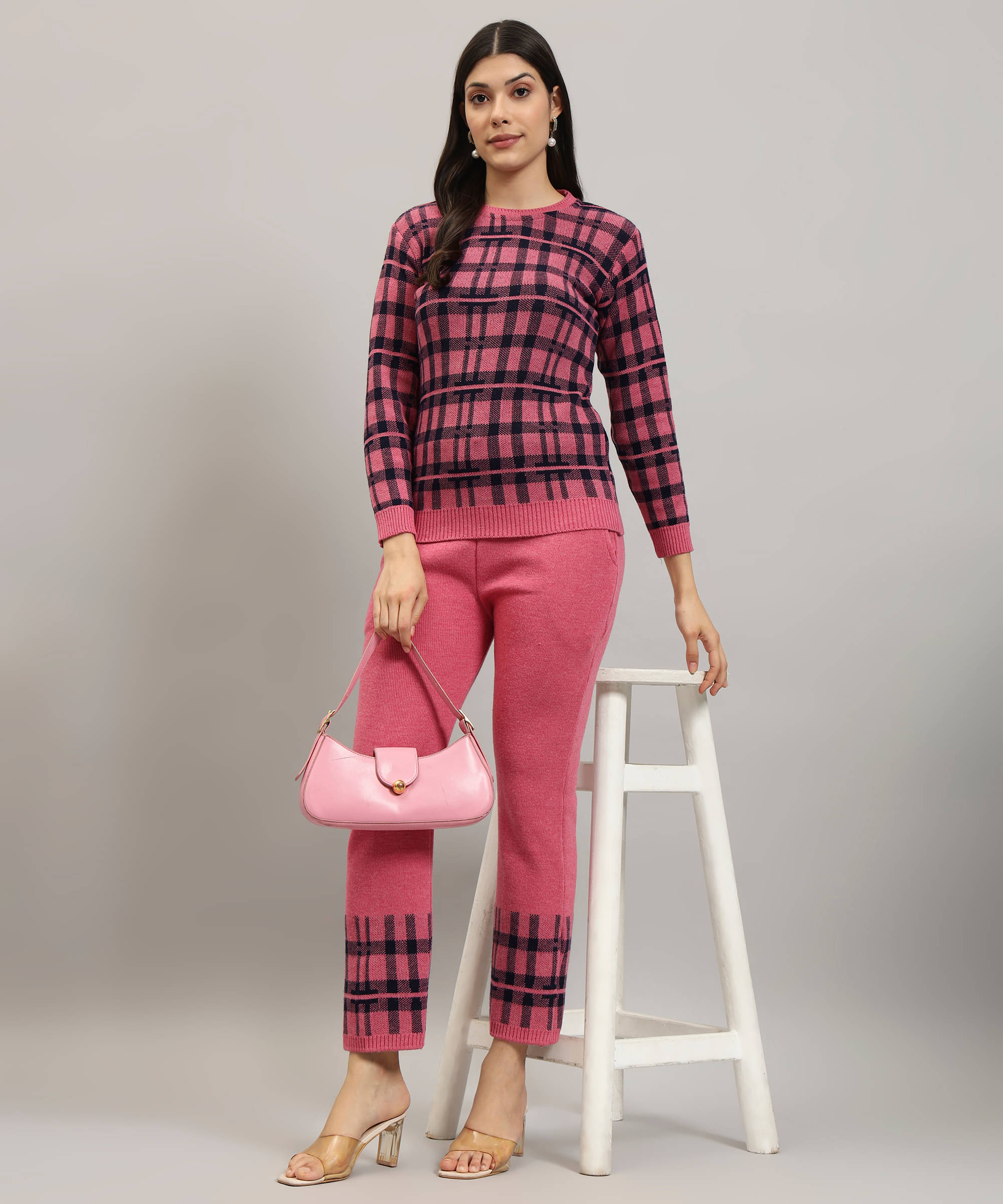     			Canblar Women Colorblock Top With Palazzos Co-Ord Set ( Pink )