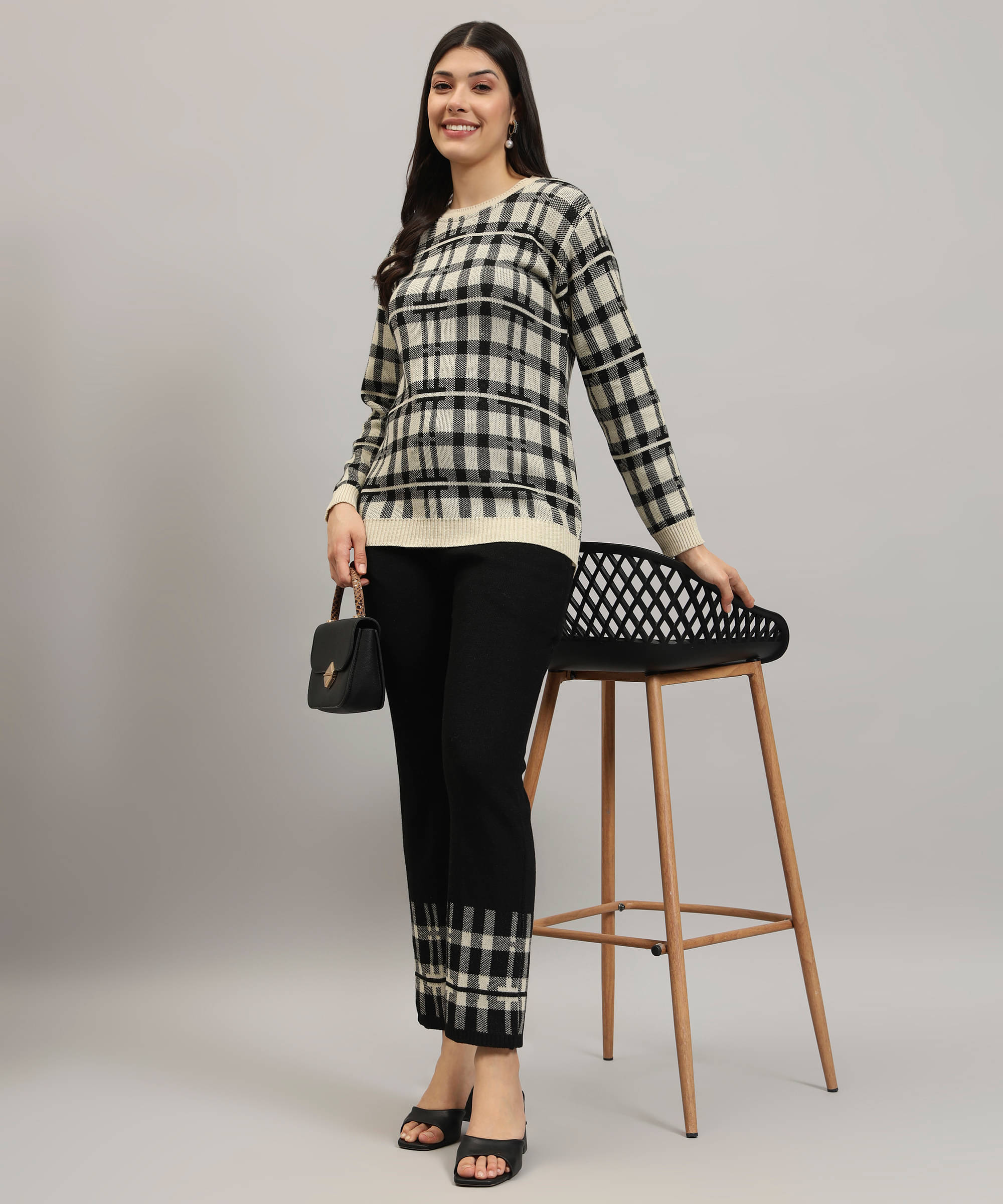     			Canblar Women Colorblock Top With Palazzos Co-Ord Set ( White )