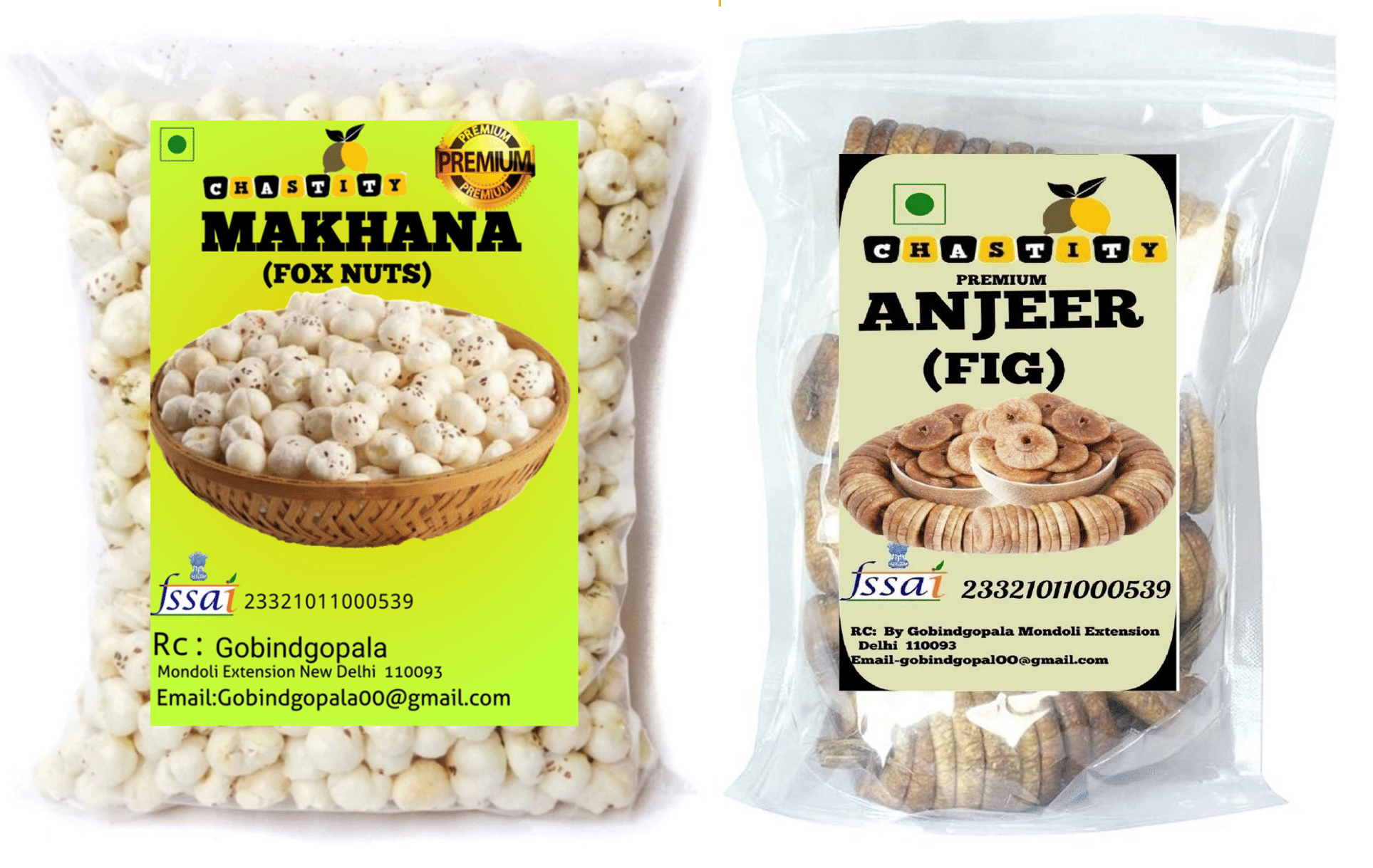     			Chastity Fig (Anjeer),Regular phool makhana/lotus seeds 200 g Pack of 2