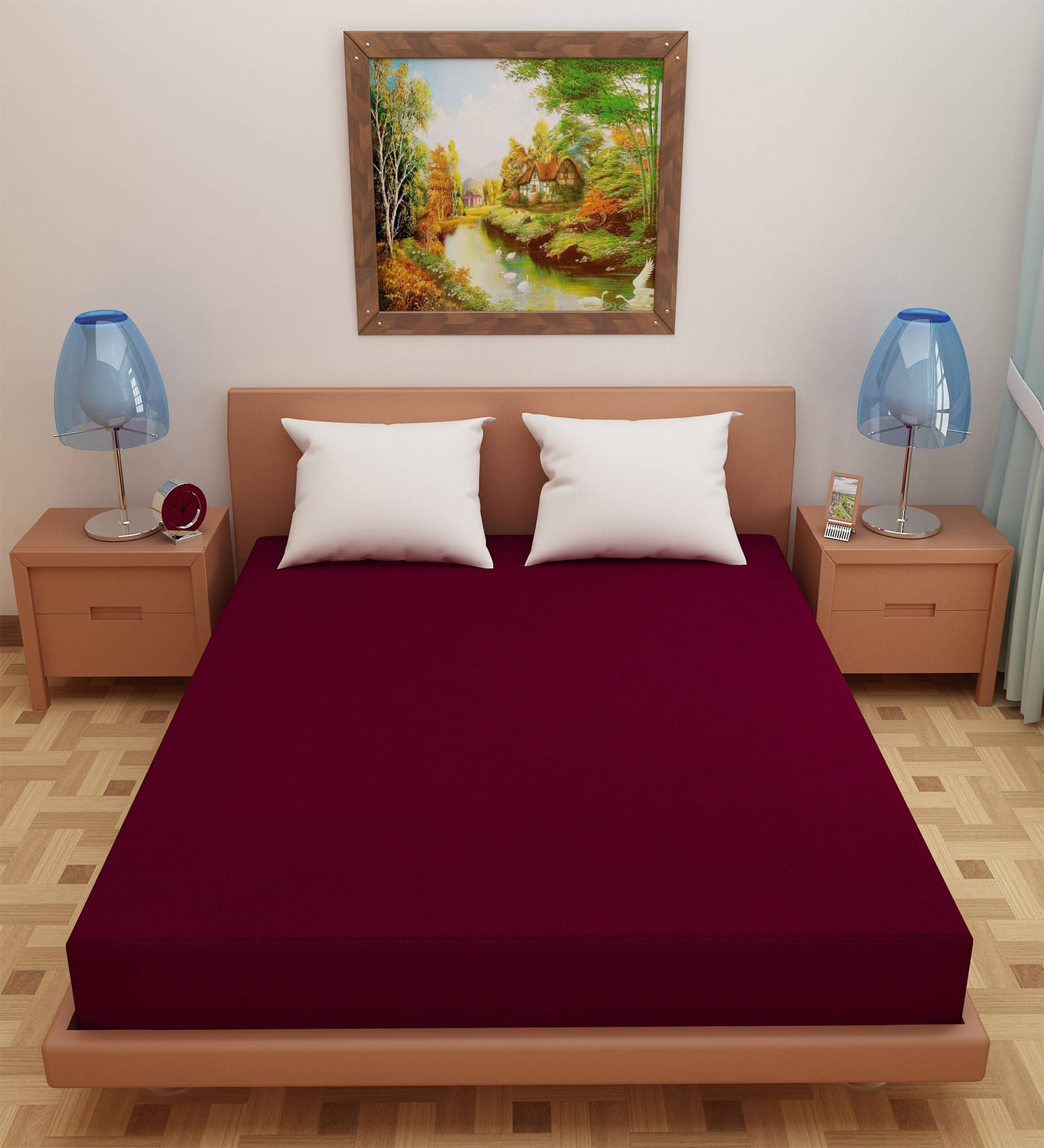 Dream Care Maroon Cotton Mattress Cover Dream Care Maroon Cotton Mattress Cover