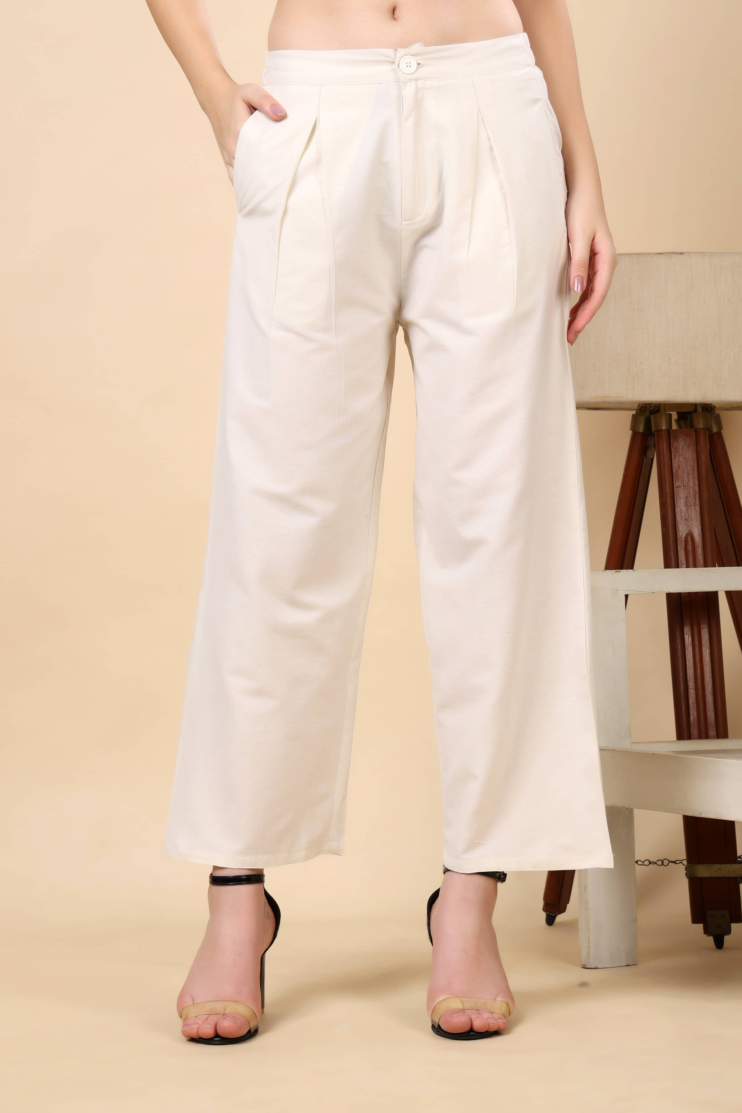 FASHJONS 360 Women Cotton Casual Trousers ( White ) - Trousers | Buy online on ZillyBuy