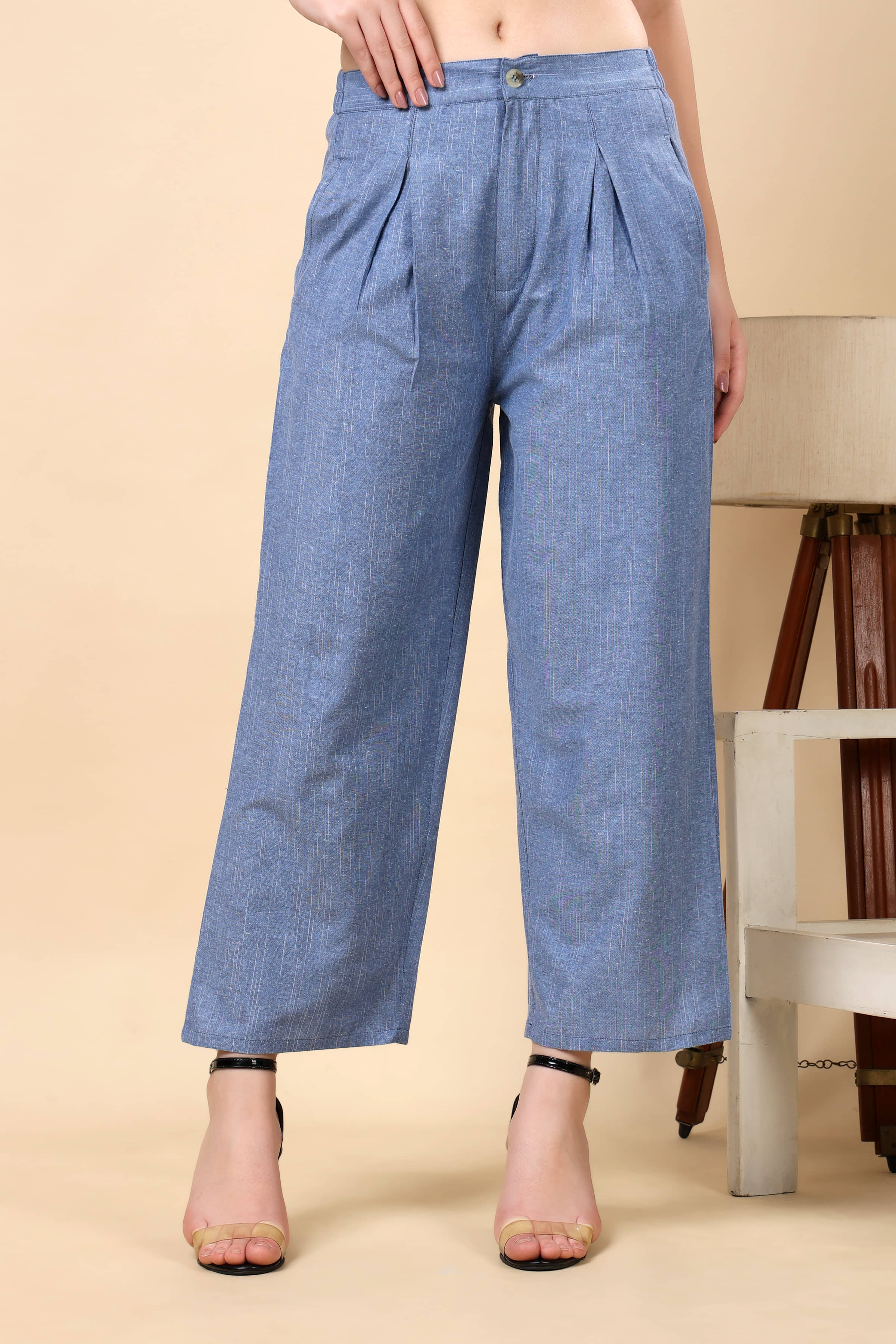 FASHJONS 360 Women Cotton Casual Trousers ( Blue ) - Trousers | Buy online on ZillyBuy