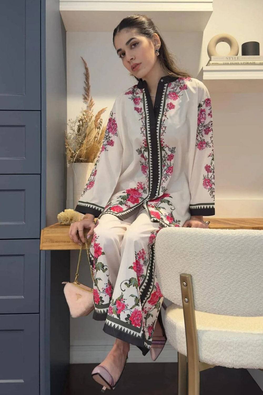     			Fabverse Women Printed Tunic With Palazzos Co-Ord Set ( Pink )