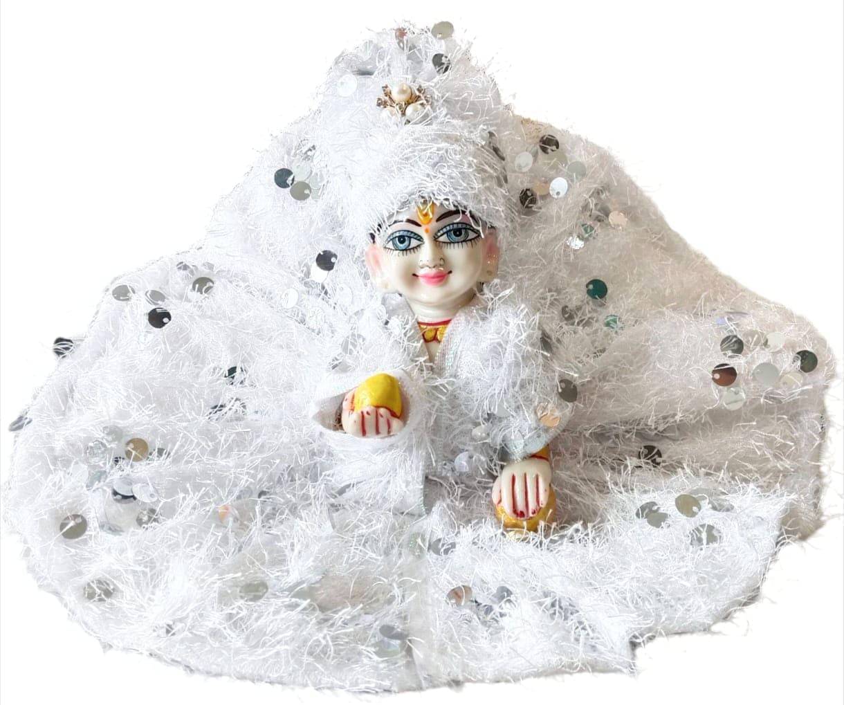     			Foxdean Laddu Gopal White Cotton Dress ( Pack of 1 )