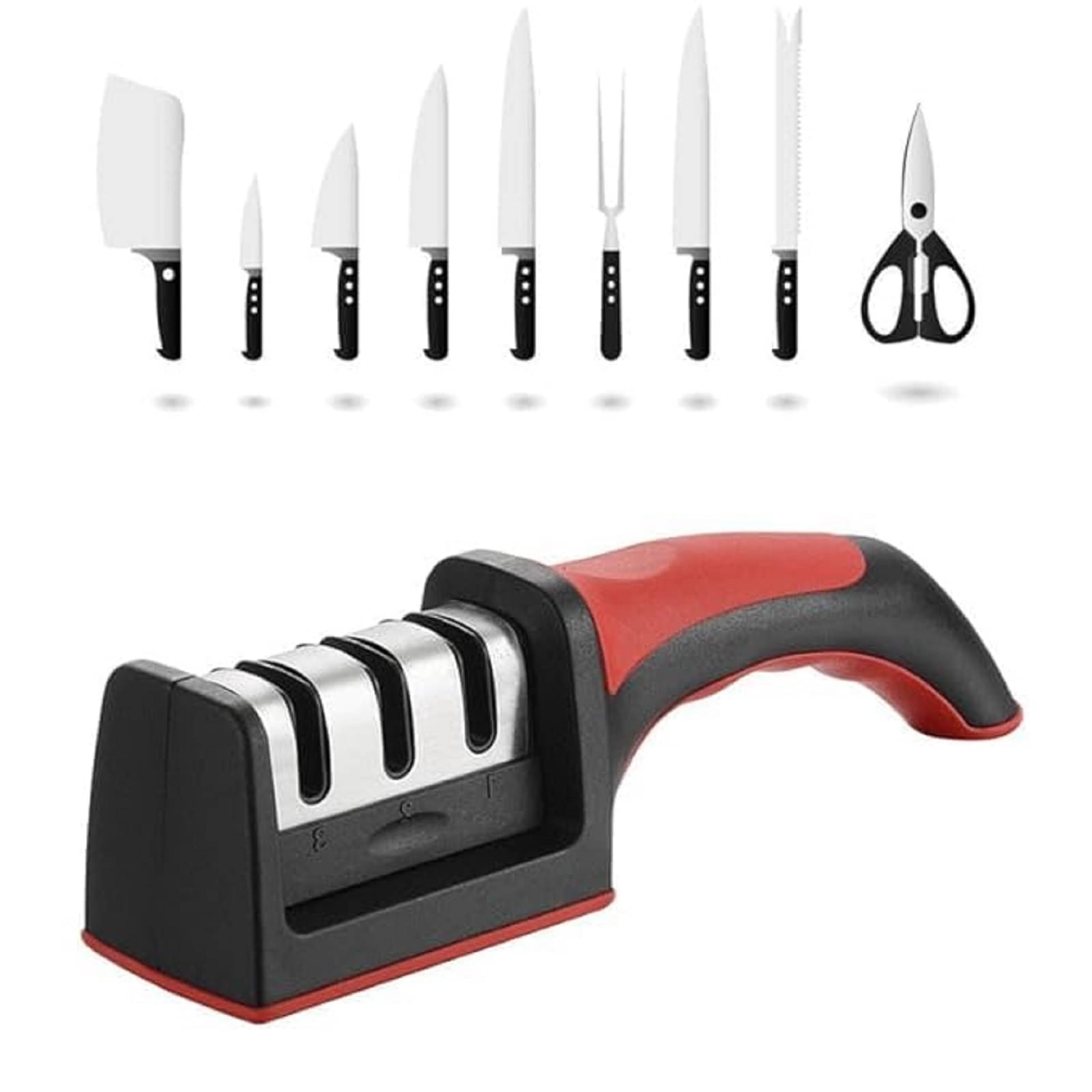 Gjshop Manual 3 Stage Knife Sharpener for Kitchen, Knife Sharpener Rod, Knives Sharpening Tool for Steel Knives Gjshop Manual 3 Stage Knife Sharpener for Kitchen, Knife Sharpener Rod, Knives Sharpening Tool for Steel Knives