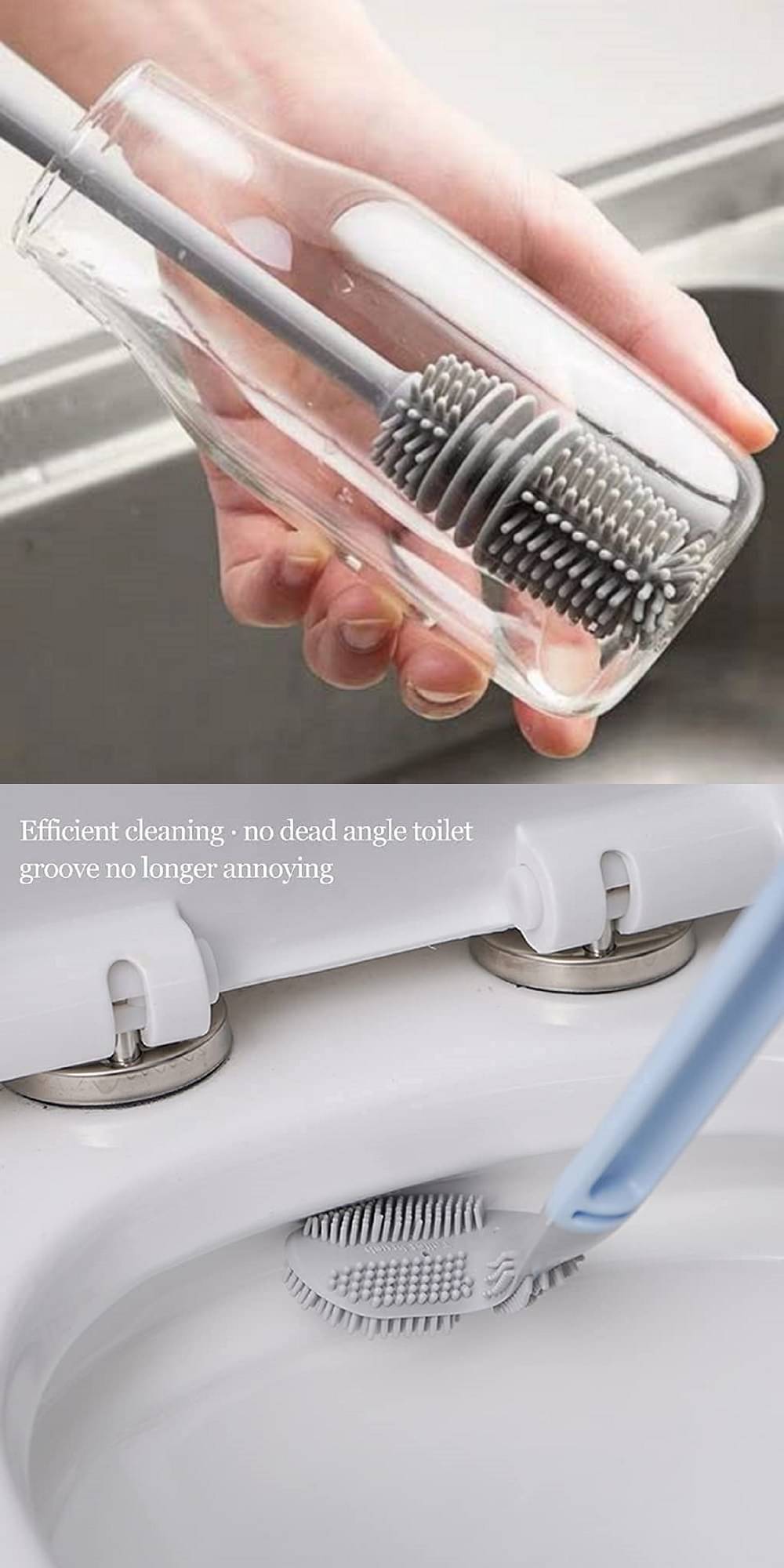     			Golf Shape Silicone Toilet Brush with Self-Adhesive Wall Hook Holder Anti-drip Non-Slip Long Handle Quick & Easy Cleaning Bathroom Cleaner Set for Western & Indian Toilets | Bottle Cleaning Brush Silicone Long Handle Bottle Cleaner for Home and Kitchen