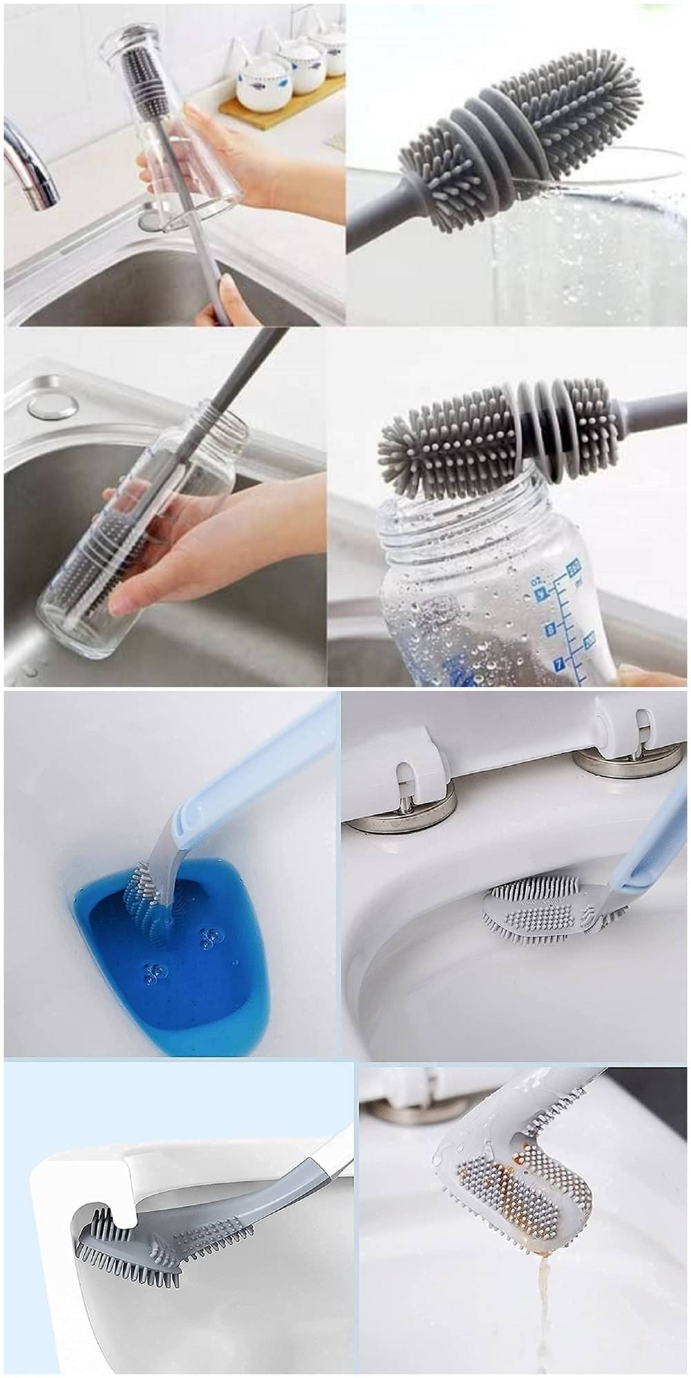     			Golf Shape Silicone Toilet Brush with Self-Adhesive Wall Hook Holder Anti-drip Non-Slip Long Handle Quick & Easy Cleaning Bathroom Cleaner Set for Western & Indian Toilets | Bottle Cleaning Brush Silicone Long Handle Bottle Cleaner for Home and Kitchen