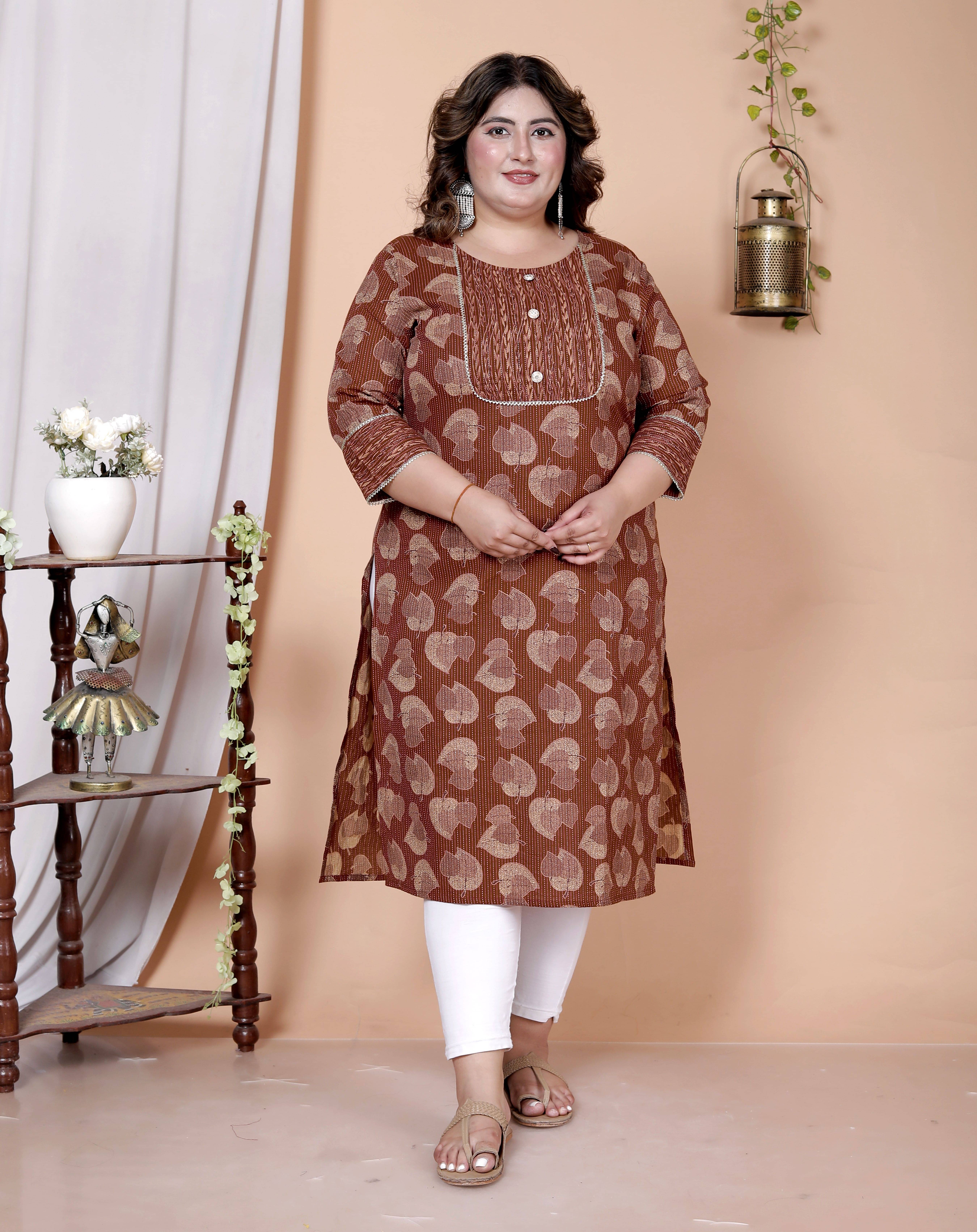 Gyapti Women Cotton Printed Straight Kurti ( Maroon )     			Gyapti Women Cotton Printed Straight Kurti ( Maroon )
