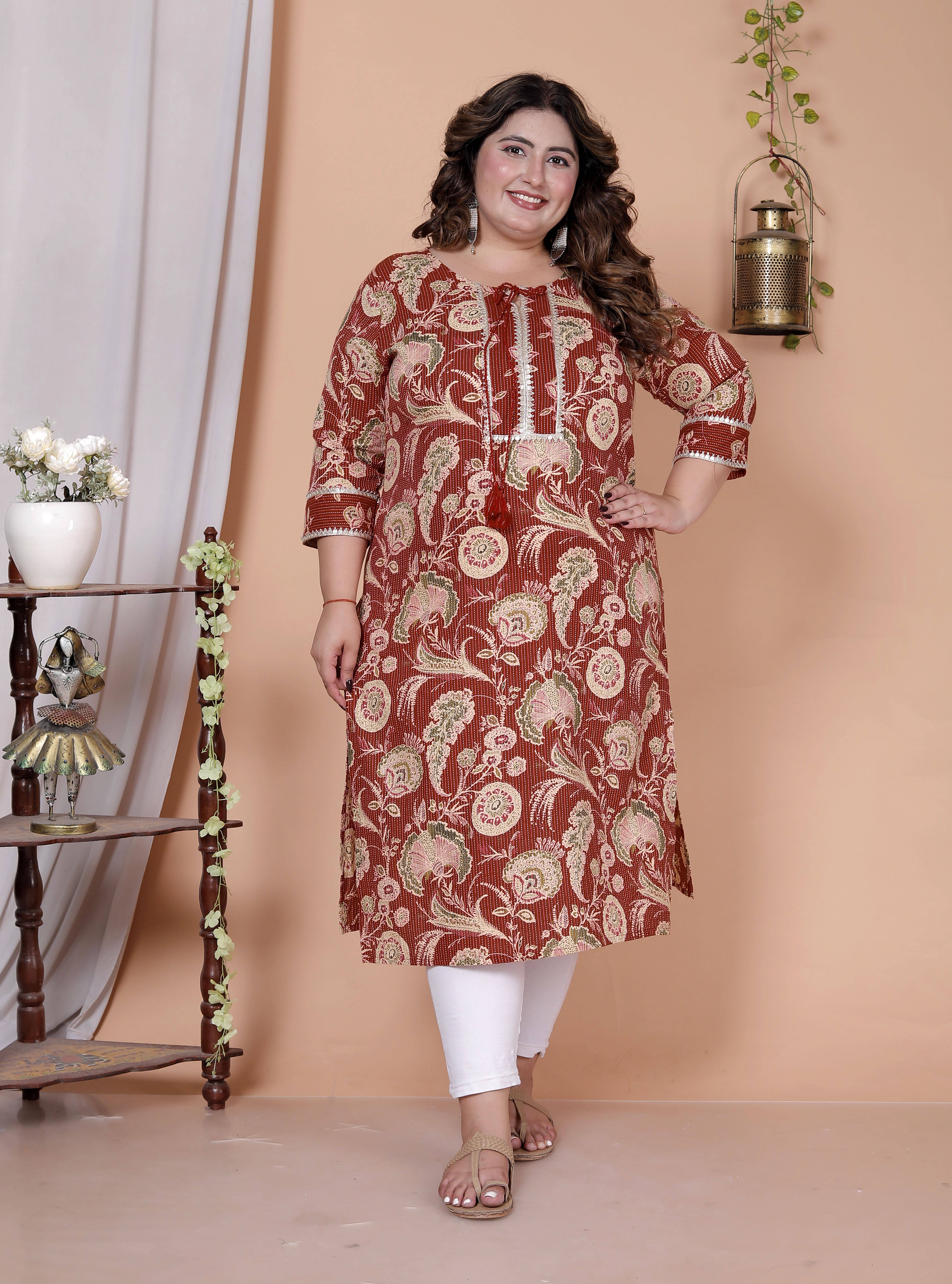 Gyapti Women Cotton Printed Straight Kurti ( Maroon ) Gyapti Women Cotton Printed Straight Kurti ( Maroon )