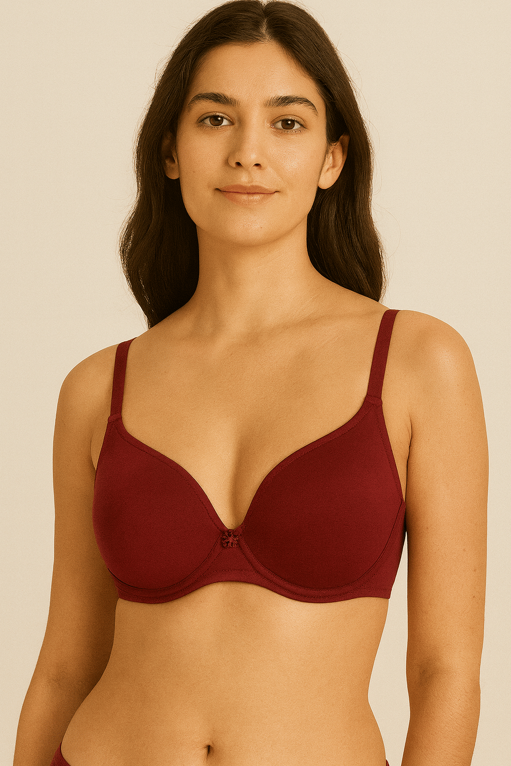     			HERBLOURE Pack of 1 Cotton Blend Lightly Padded Push Up Bra For Women ( Maroon )