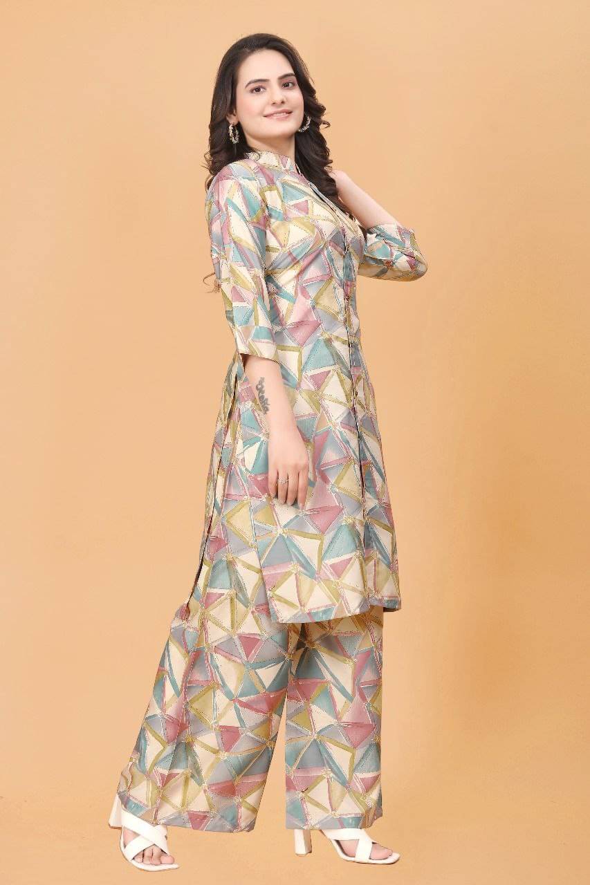 Herin Enterprise Women Printed Shirt With Palazzos Co-Ord Set ( Yellow )     			Herin Enterprise Women Printed Shirt With Palazzos Co-Ord Set ( Yellow )