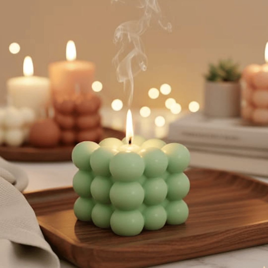     			KOOGLY Green Pillar Candle 6 cm ( Pack of 1 )
