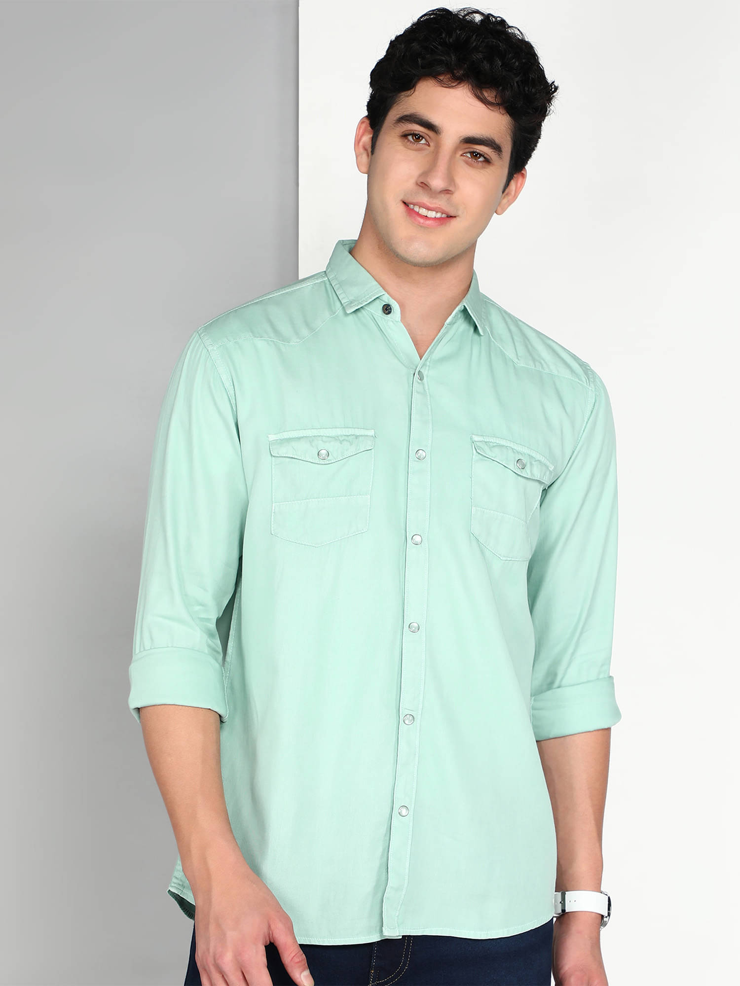     			Kuons Avenue 100% Cotton Regular Fit Solids Full Sleeves Men's Casual Shirt - Mint Green ( Pack of 1 )