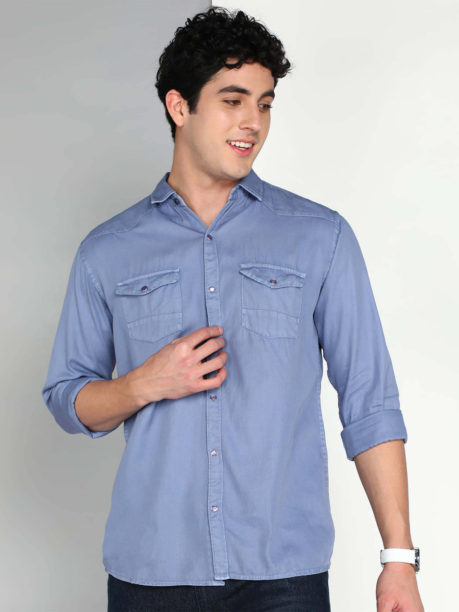 Kuons Avenue 100% Cotton Regular Fit Solids Full Sleeves Men's Casual Shirt - Blue ( Pack of 1 )