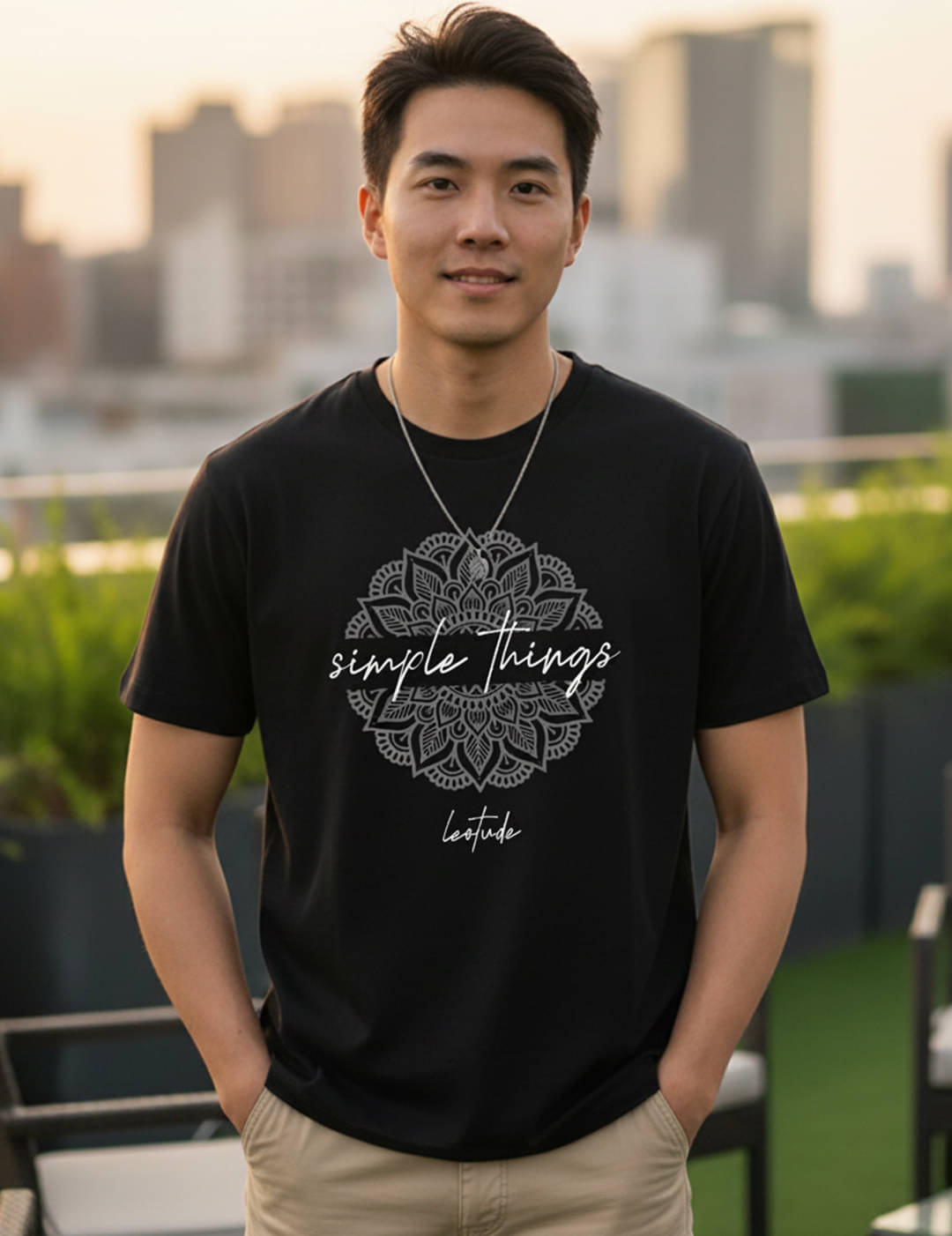     			Leotude Men Cotton Blend Regular Fit Printed T-Shirt ( Black )