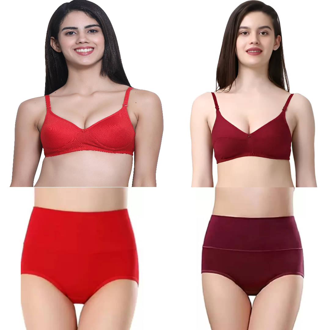 Louis Craft Cotton Blend Non Padded Bra & Panty Set ( Multicolor3 , Pack of 2 ) Louis Craft Cotton Blend Non Padded Bra & Panty Set ( Multicolor3 , Pack of 2 )