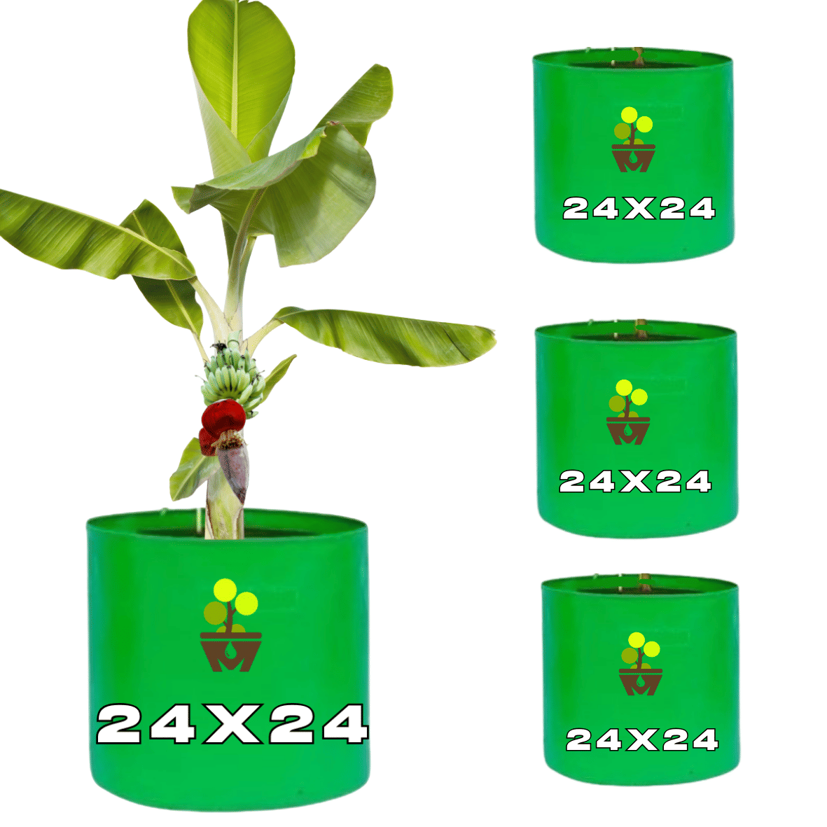     			MASHKI 3 nos Hdpe Grow Bags 0f Size 24x24 Inches, Plant Bags Suitable for Large Sized Plants