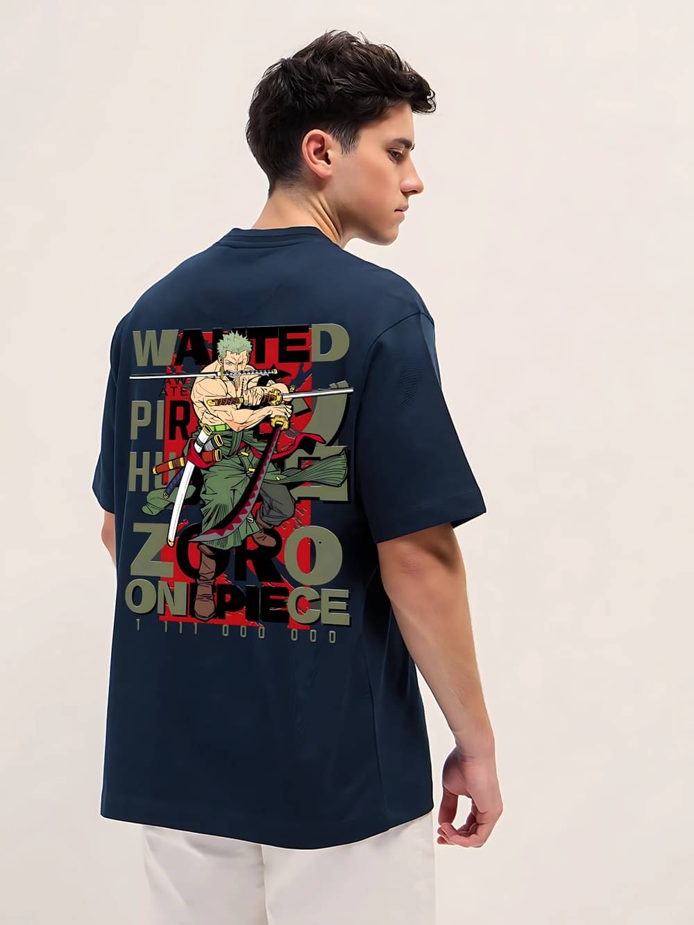     			MEGAKART Men 100% Cotton Oversized Fit Printed T-Shirt ( Navy Blue )