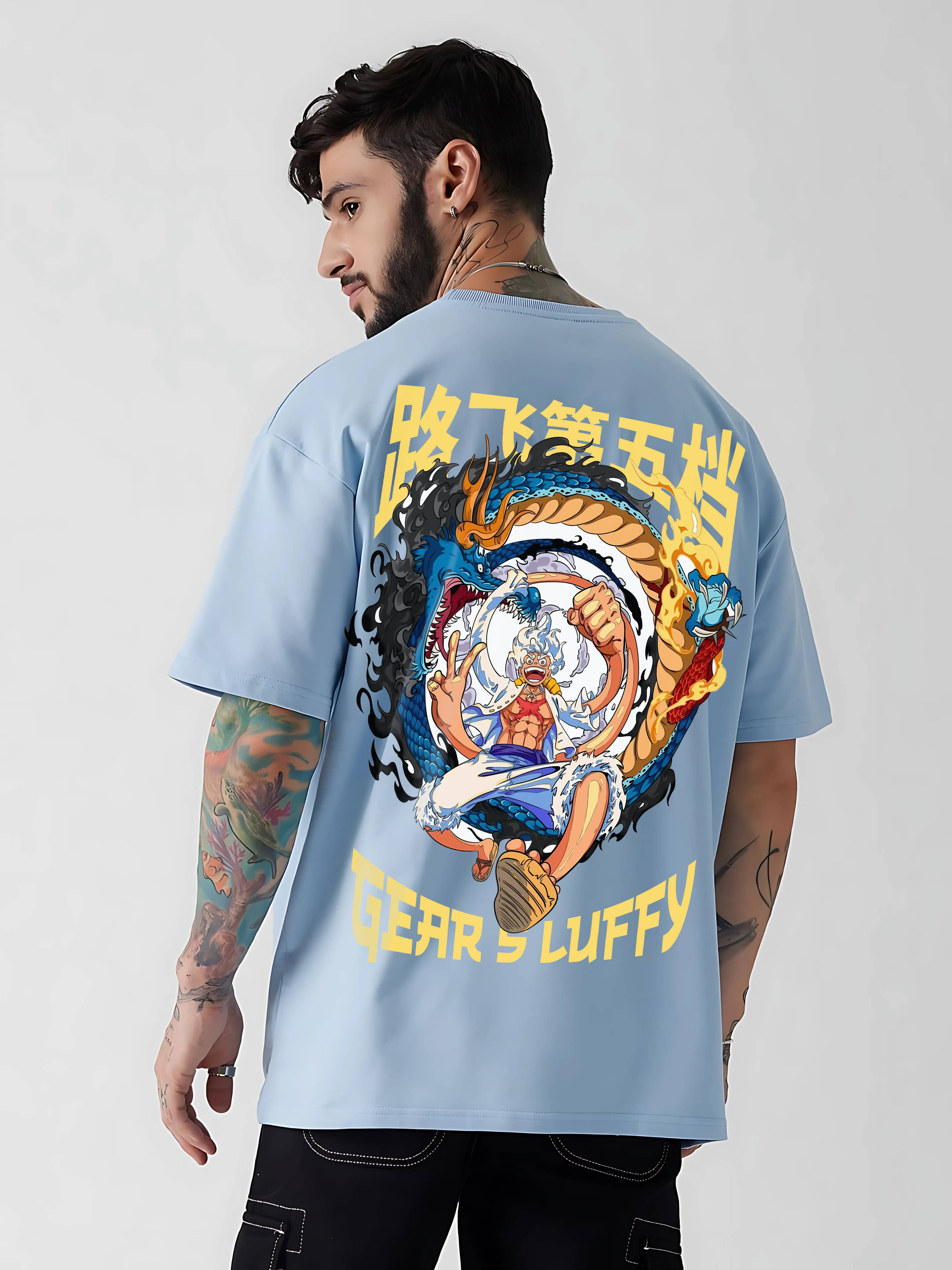 MEGAKART Men 100% Cotton Oversized Fit Printed T-Shirt ( Light Blue ) MEGAKART Men 100% Cotton Oversized Fit Printed T-Shirt ( Light Blue )
