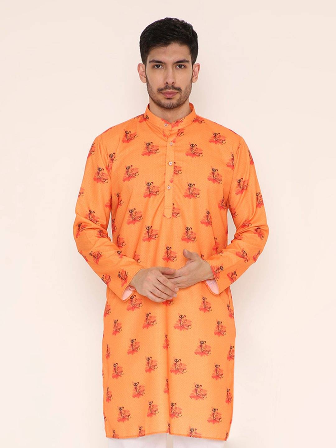     			Maharaja Orange Blended Men's Regular Kurta ( Pack of 1 )