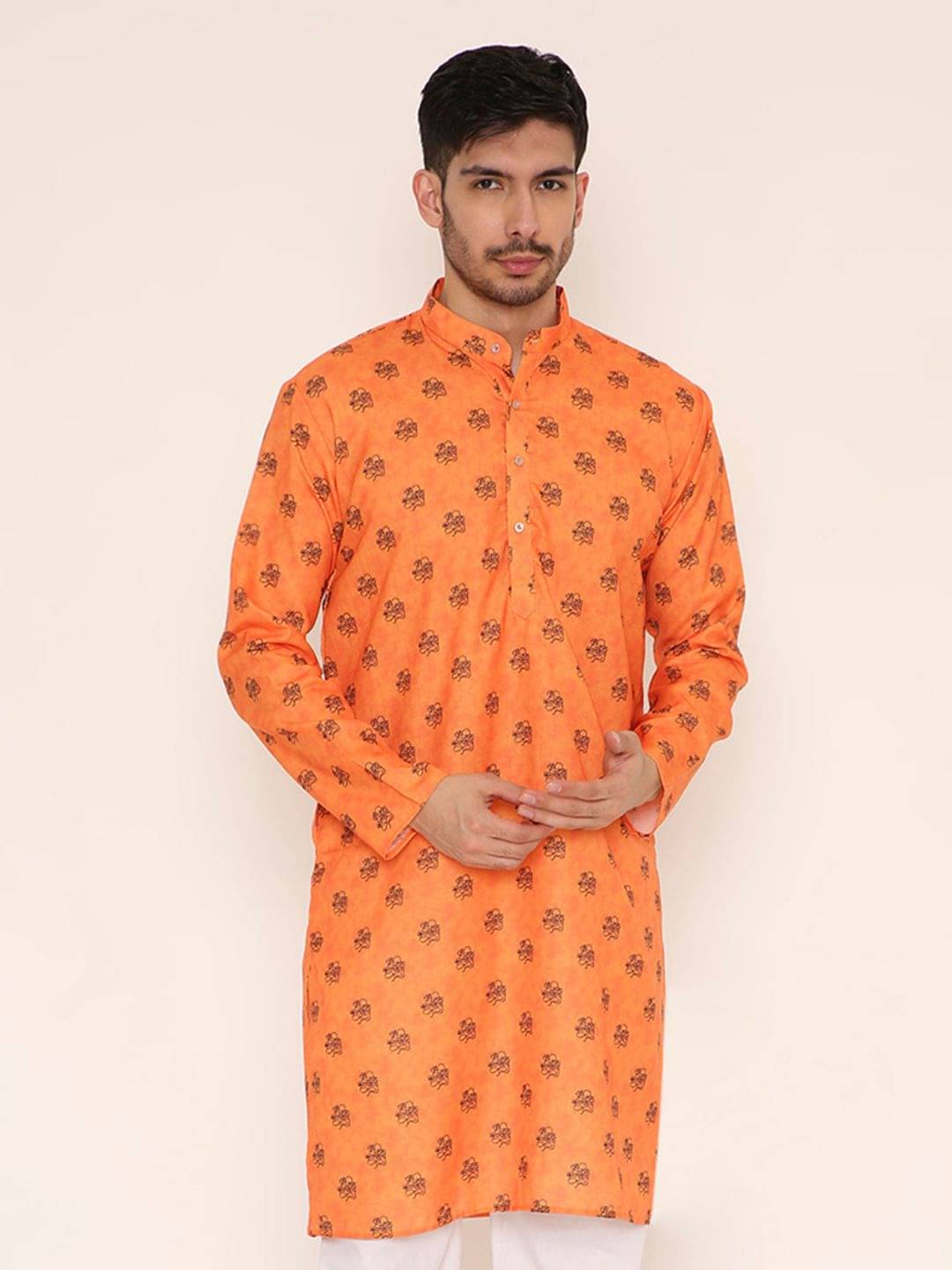     			Maharaja Orange Blended Men's Regular Kurta ( Pack of 1 )