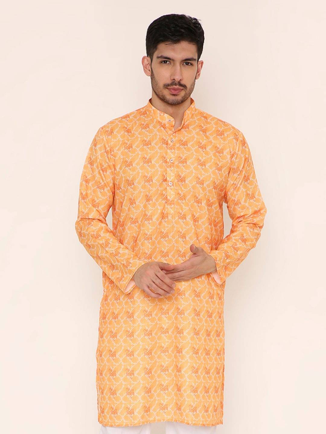     			Maharaja Orange Blended Men's Regular Kurta ( Pack of 1 )