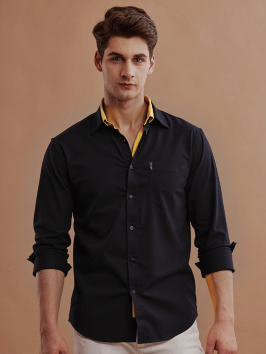 NEW-18 100% Cotton Regular Fit Solids Full Sleeves Men's Casual Shirt - Black ( Pack of 1 ) NEW-18 100% Cotton Regular Fit Solids Full Sleeves Men's Casual Shirt - Black ( Pack of 1 )