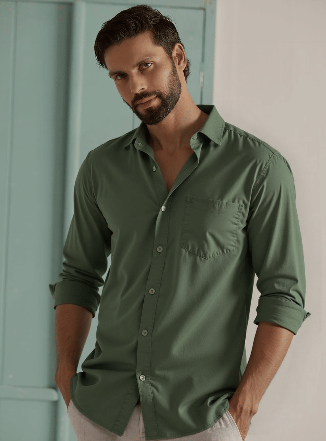 NEW-18 100% Cotton Regular Fit Solids Full Sleeves Men's Casual Shirt - Olive ( Pack of 1 ) NEW-18 100% Cotton Regular Fit Solids Full Sleeves Men's Casual Shirt - Olive ( Pack of 1 )