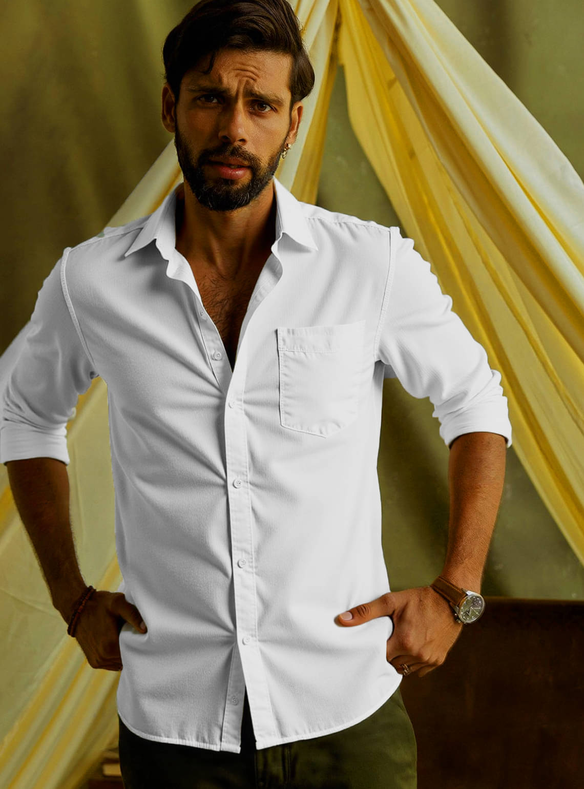NEW-18 100% Cotton Regular Fit Solids Full Sleeves Men's Casual Shirt - White ( Pack of 1 ) NEW-18 100% Cotton Regular Fit Solids Full Sleeves Men's Casual Shirt - White ( Pack of 1 )