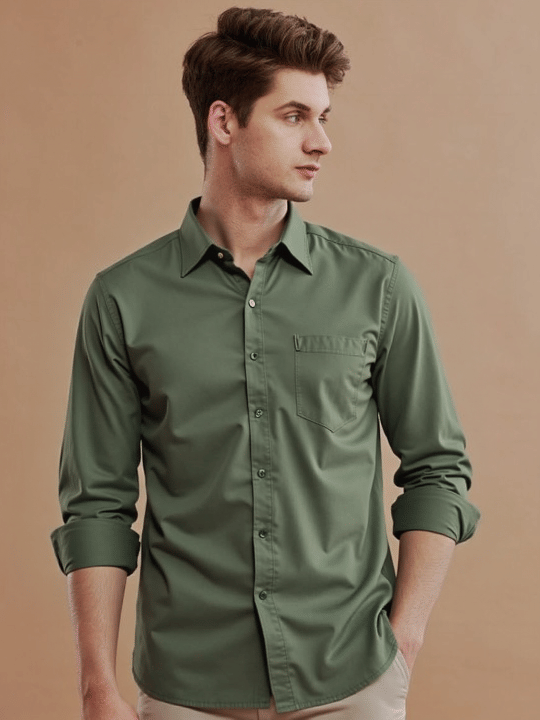 NEW-18 100% Cotton Regular Fit Solids Full Sleeves Men's Casual Shirt - Olive ( Pack of 1 ) NEW-18 100% Cotton Regular Fit Solids Full Sleeves Men's Casual Shirt - Olive ( Pack of 1 )
